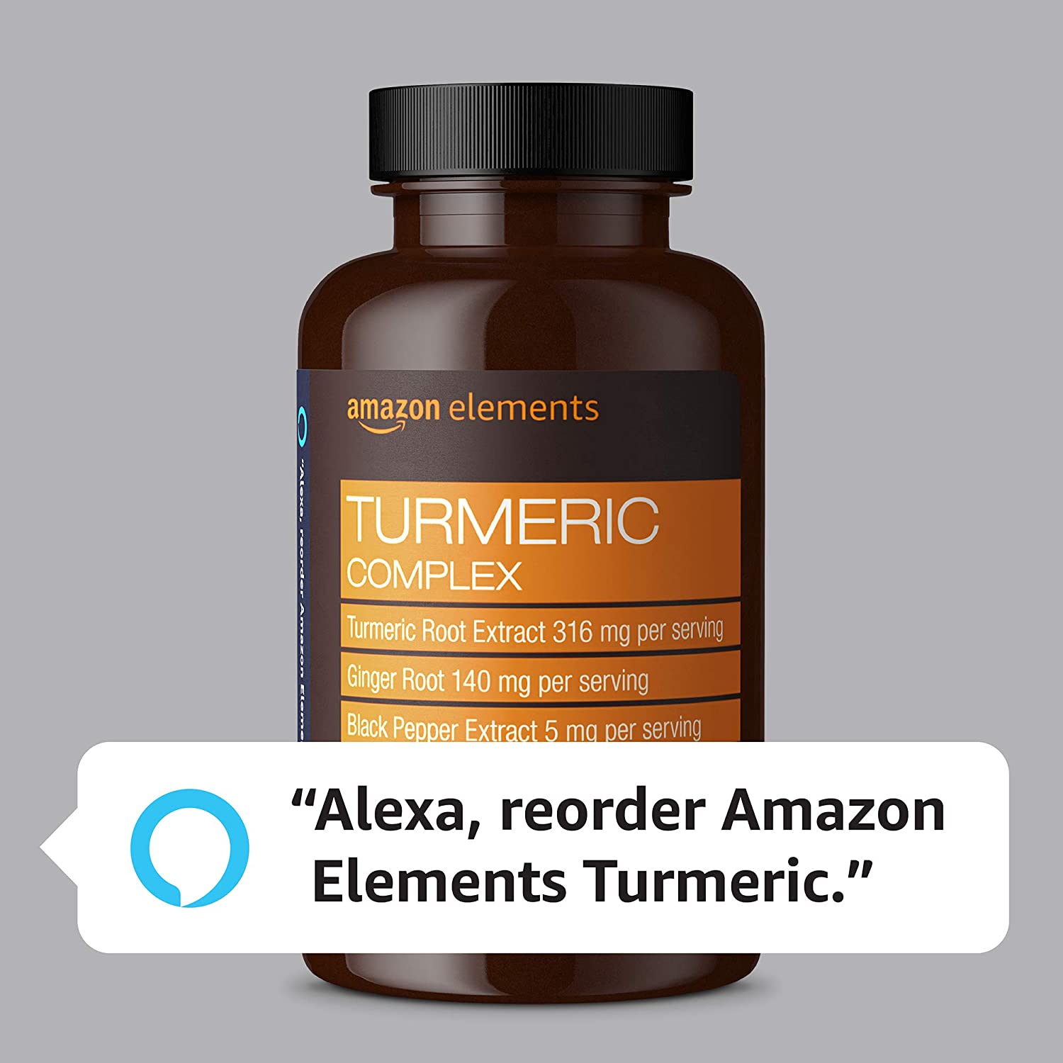 Amazon Elements Turmeric Complex, 316 mg Curcumin, 140 mg Ginger, 5 mg Black Pepper - Joint & Immune