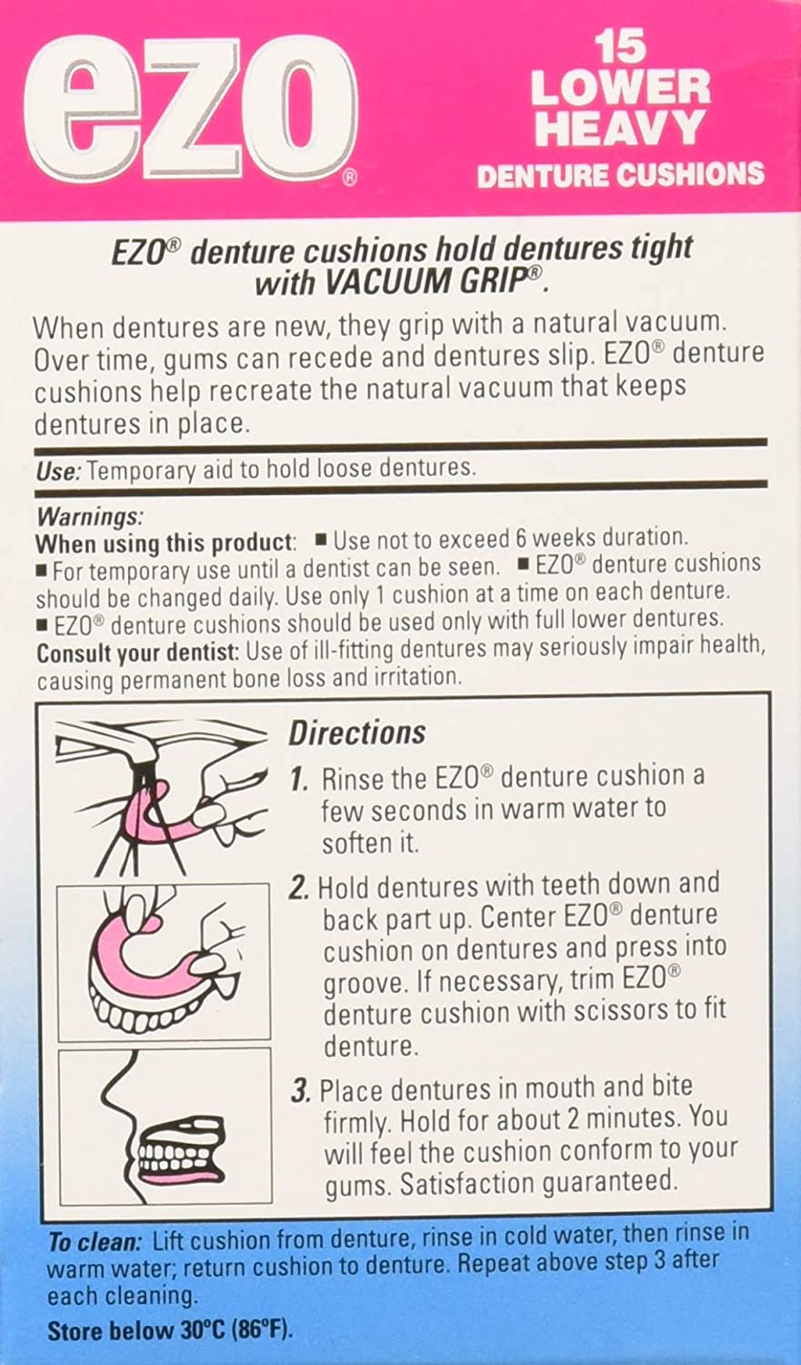 Ezo Denture Cushions, Lower Heavy, 15 cushions (Pack of 1)