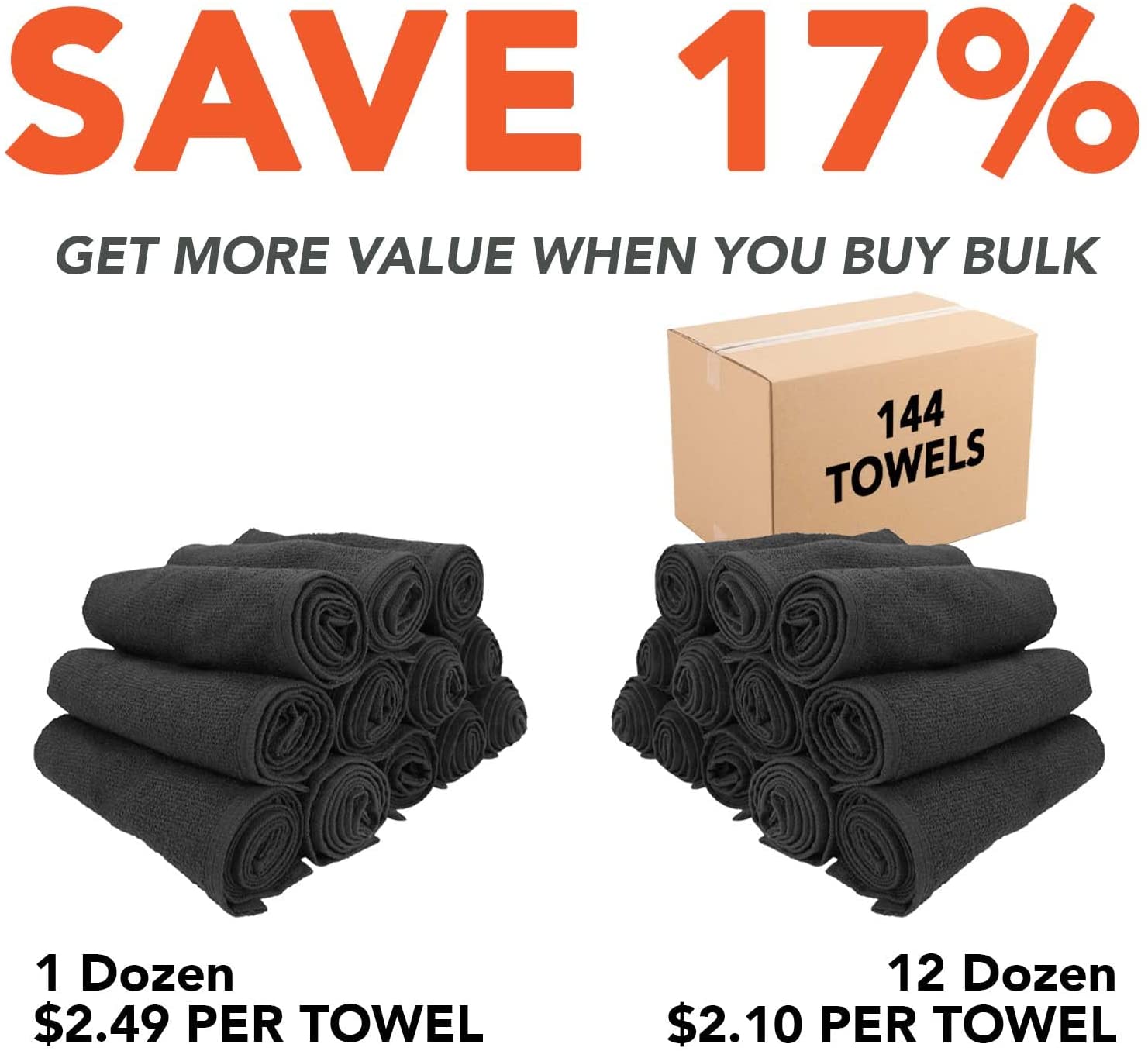 Arkwright LLC Bleach Safe Salon Towels Pack of 12 (16x28 inch, Black) - 100% Cotton Bleach Proof, Bl