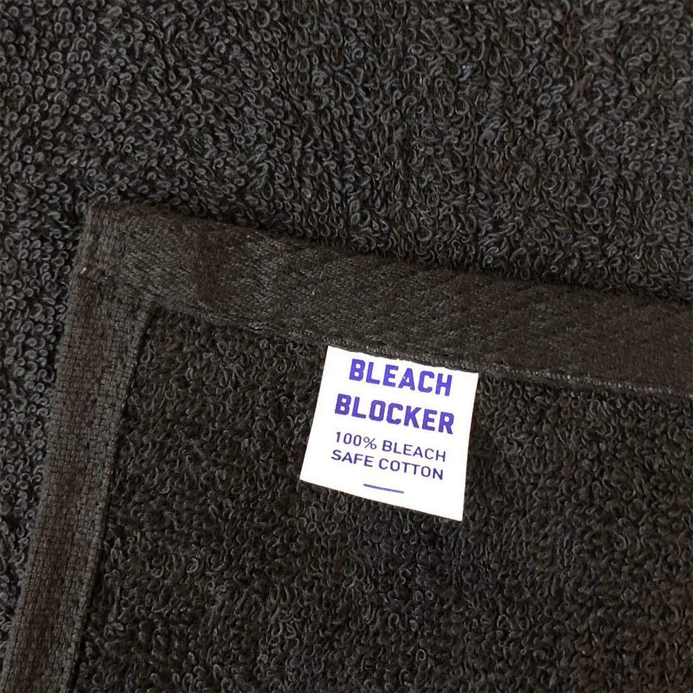 Arkwright LLC Bleach Safe Salon Towels Pack of 12 (16x28 inch, Black) - 100% Cotton Bleach Proof, Bl