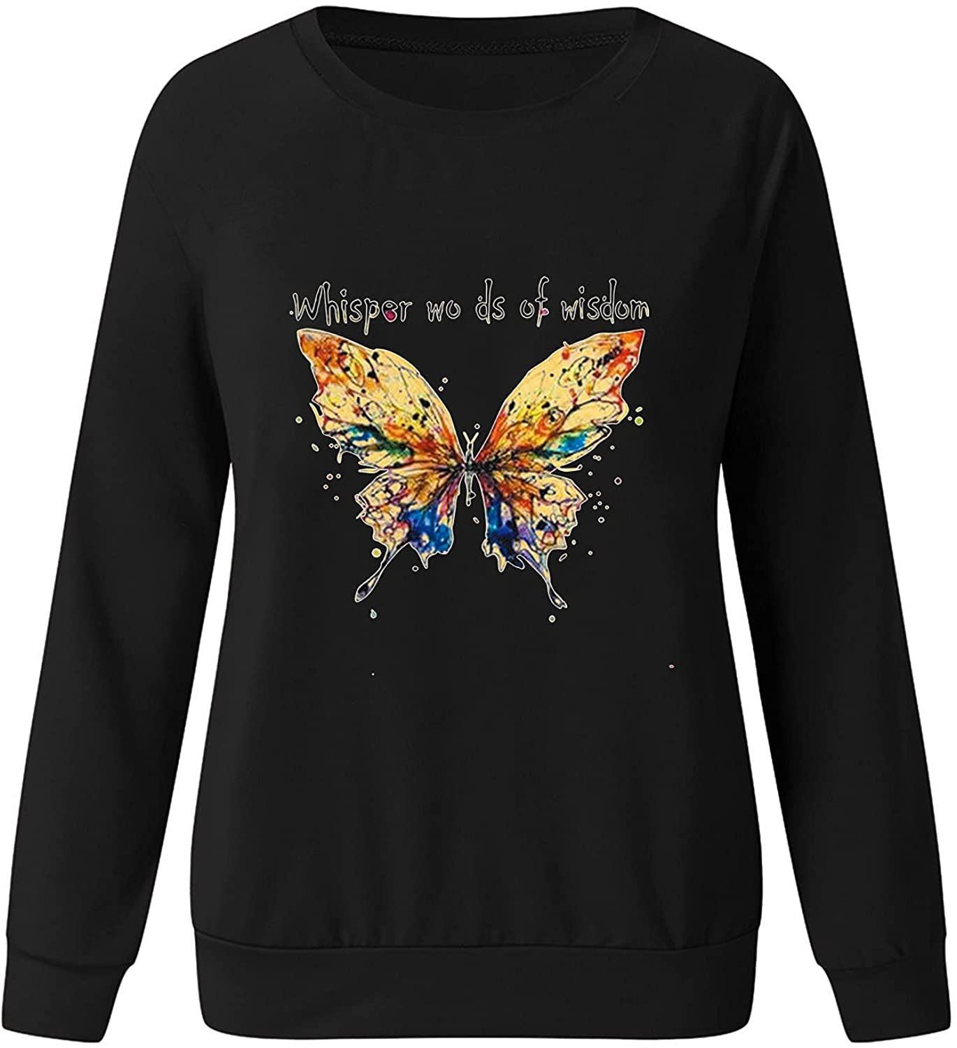 HHoo88 Sweatshirts for Womens Long Sleeves Sweat Shirts Casual Funny Printed Crewneck Pullover T-Shi