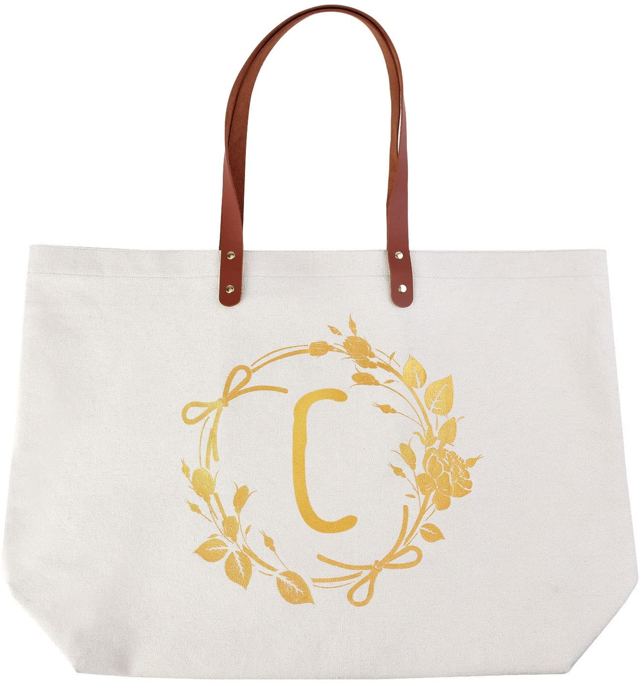 ElegantPark Monogrammed Gifts for Women C Initial Tote Bag Personalized Makeup Bag Wedding Gifts Bir