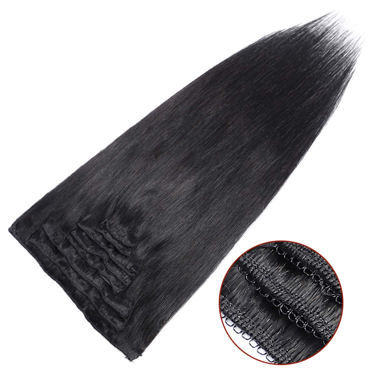 Clip in Human Hair Extensions for Black Women Brazilian Virgin Remy Hair Soft Silky Straight Clip in