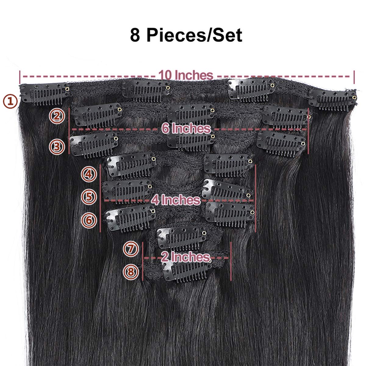 Clip in Human Hair Extensions for Black Women Brazilian Virgin Remy Hair Soft Silky Straight Clip in