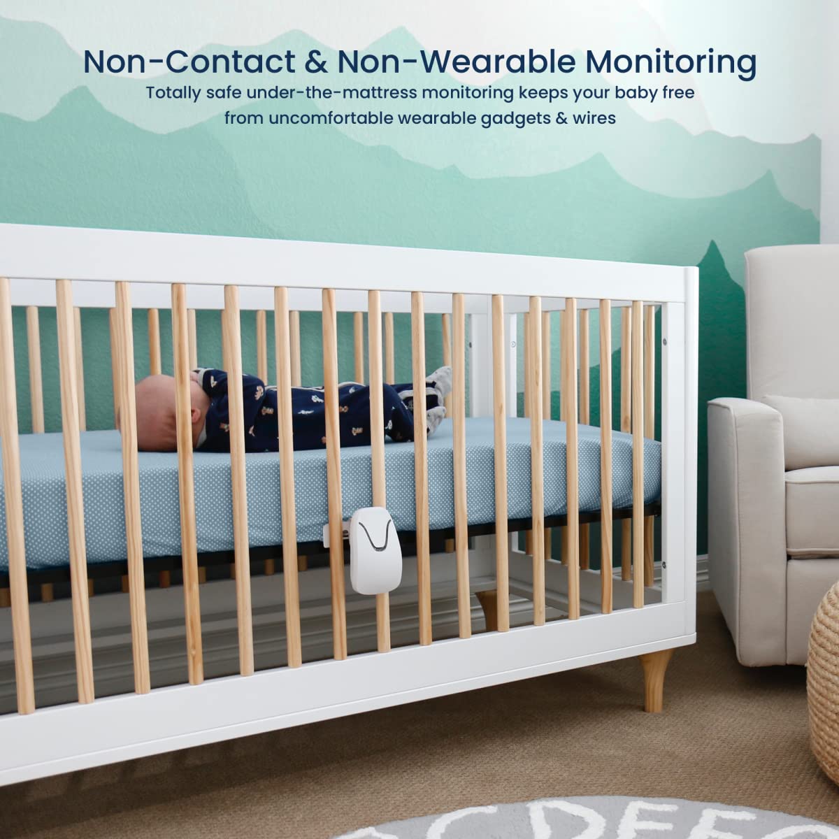 Safe Sleep Under-Mattress Baby Monitor - Real Time Movement Tracking & Monitoring, Includes Non-Cont