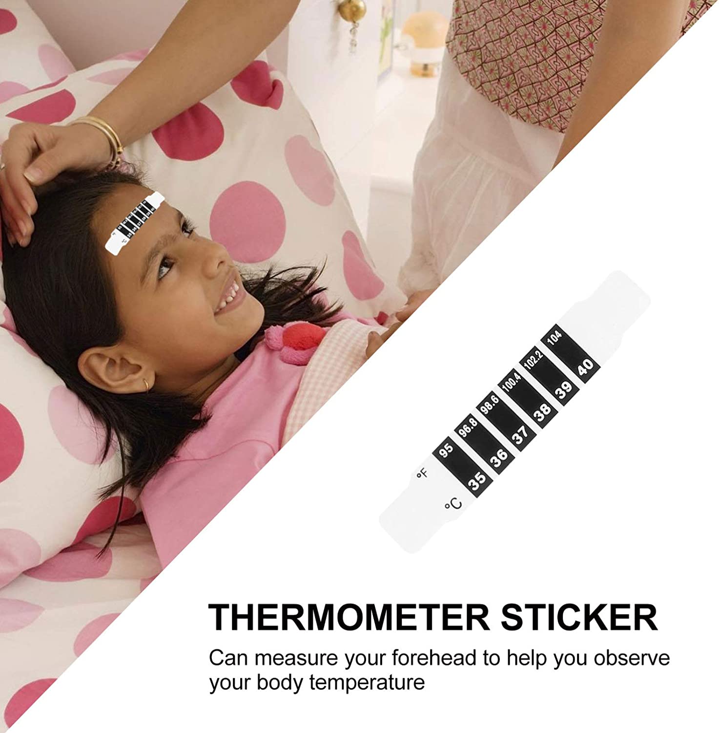 TEHAUX Temperature Sticker- 25pcs Color Changing Forehead LCD Temperature Sticker Strips Adhesive St