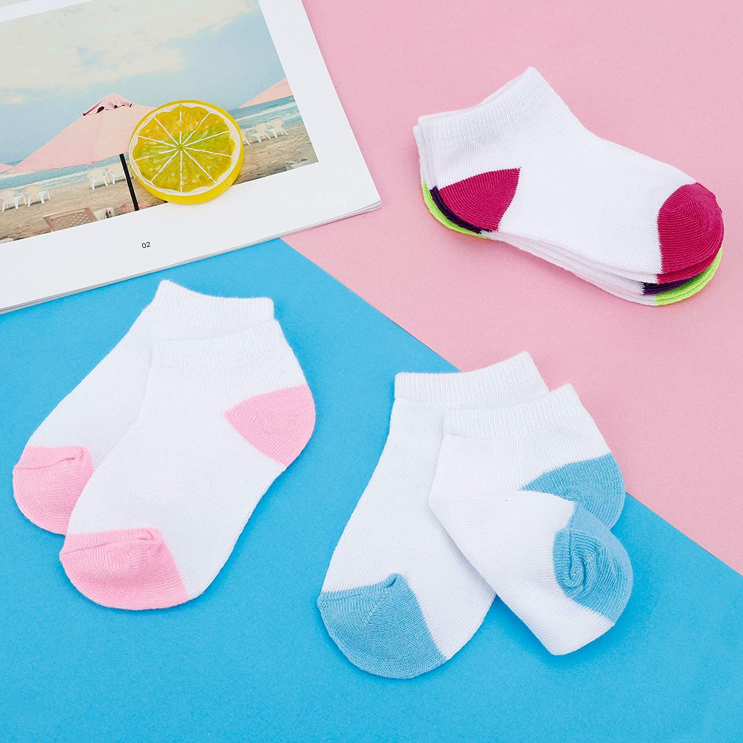 Auranso 15 Pairs Toddler Low Cut Half Cushion Socks Kids Boys Girls Athletic Ankle Socks