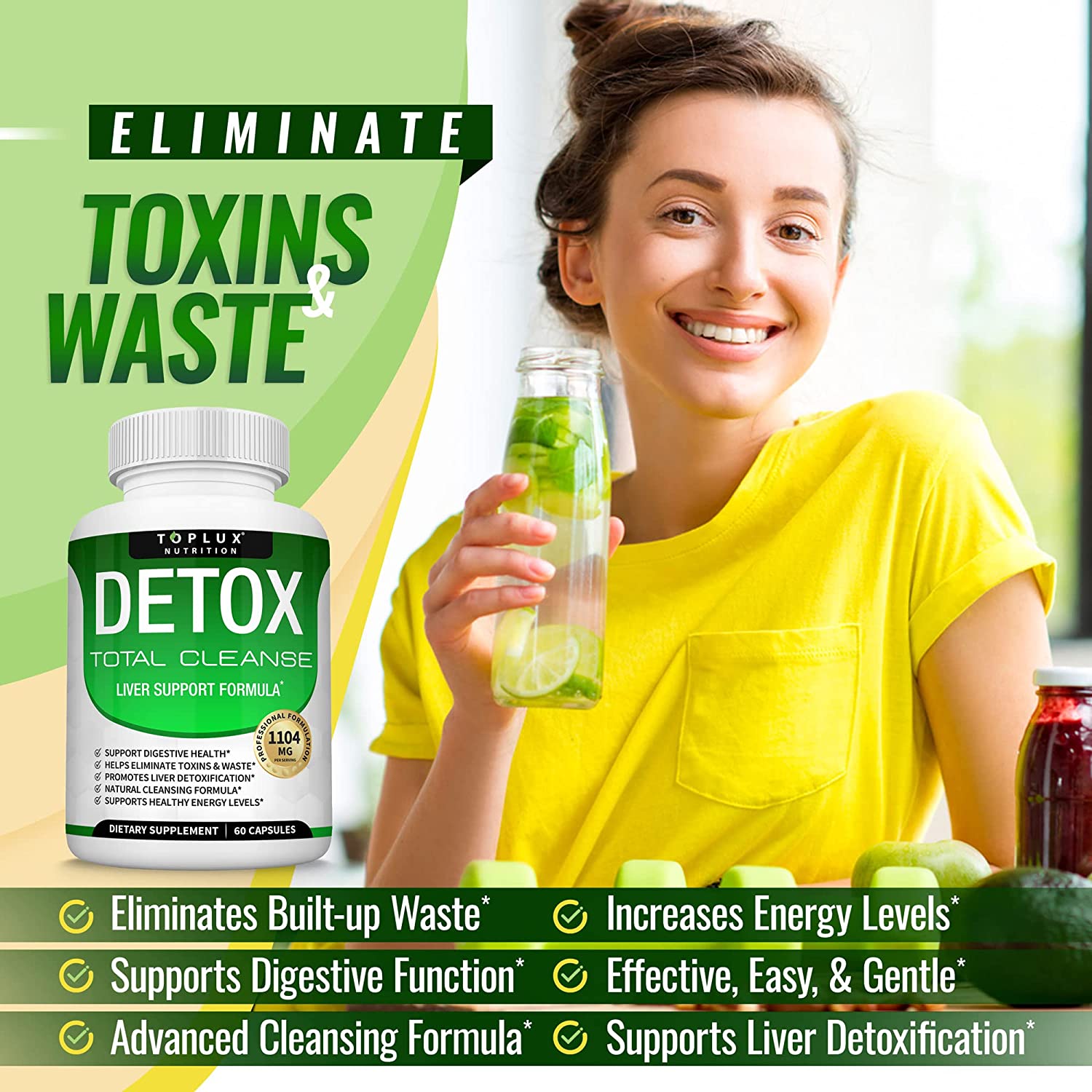 Detox Cleanse Liver Colon Cleanser Body Detoxifier - Natural 5 Day Detox, Support Digestion System, 