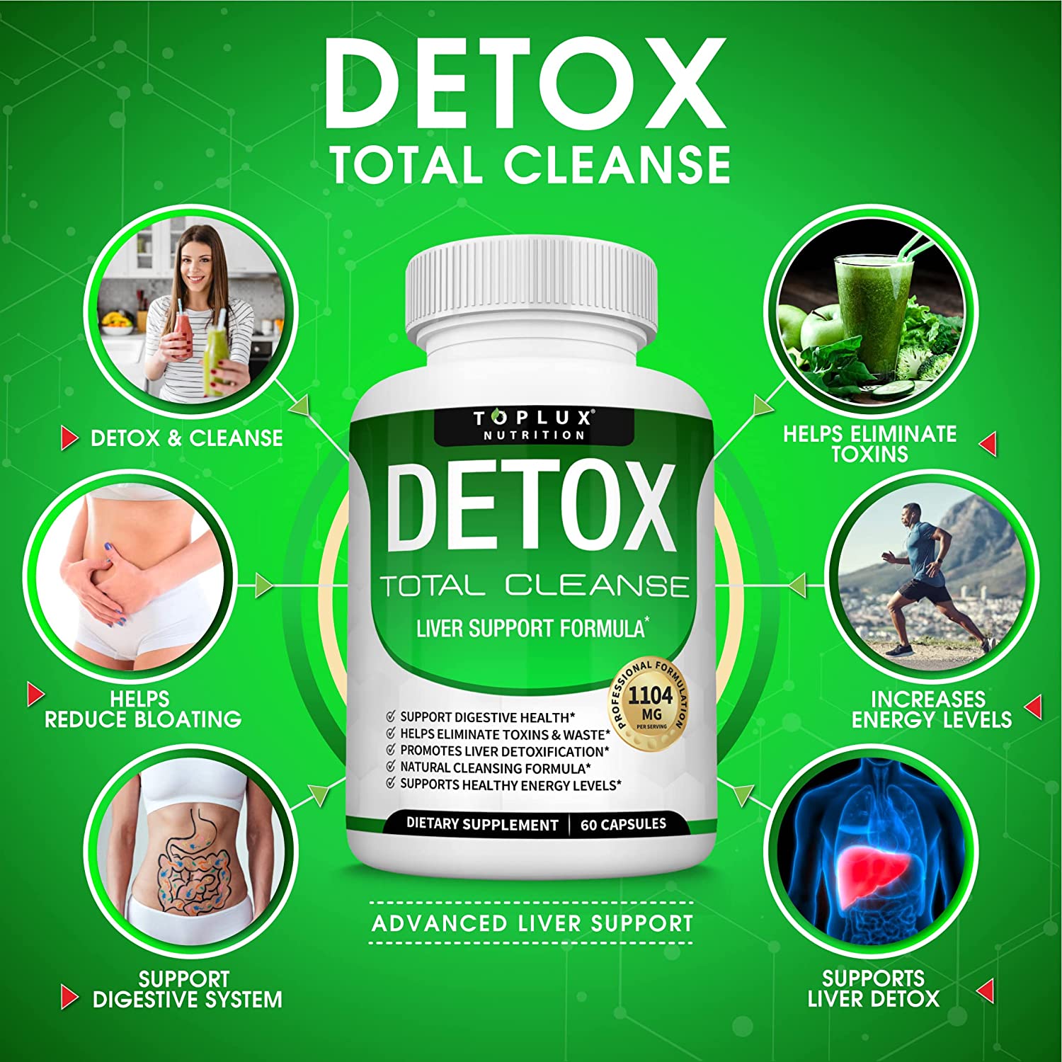 Detox Cleanse Liver Colon Cleanser Body Detoxifier - Natural 5 Day Detox, Support Digestion System, 