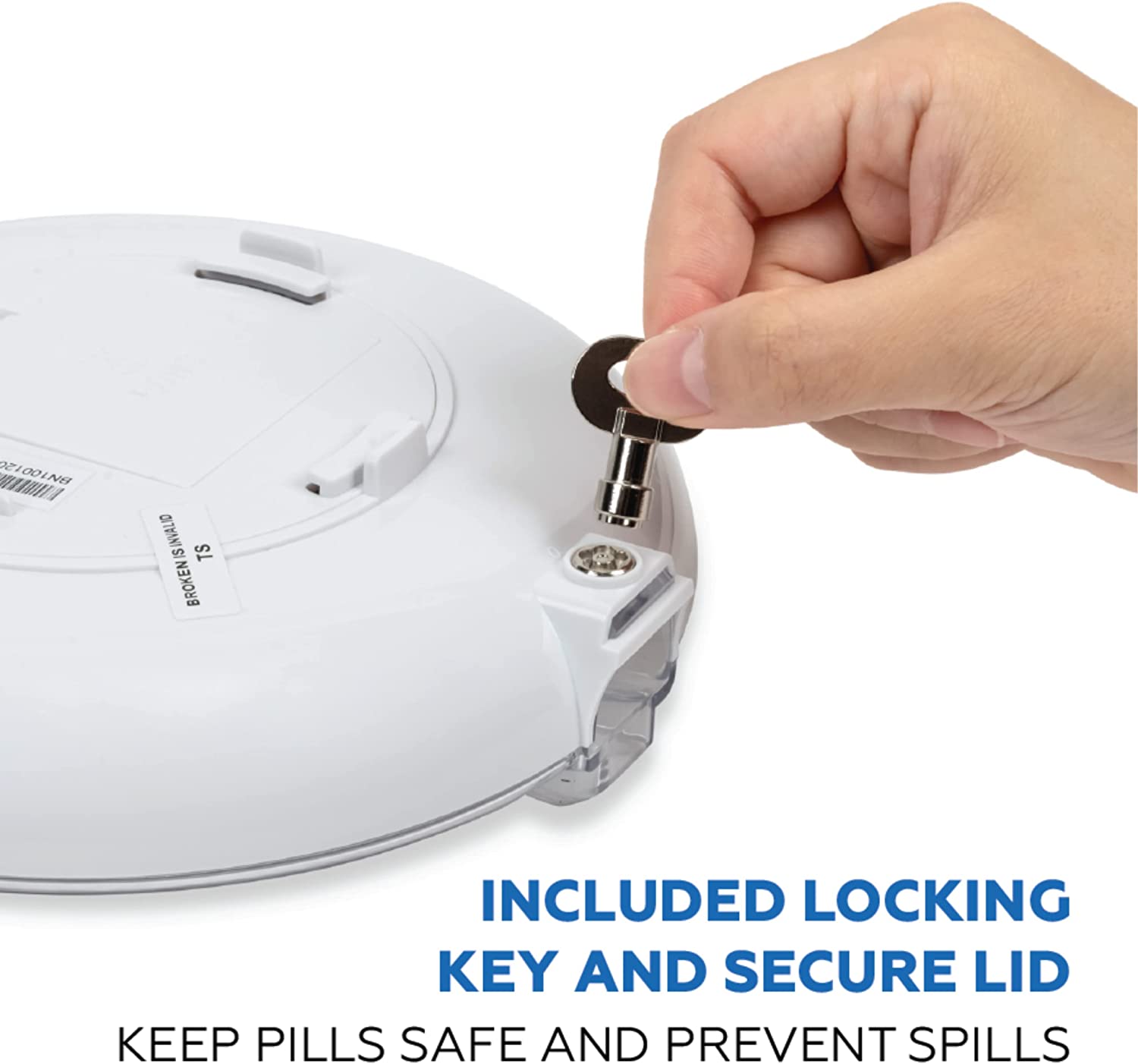 Med-E-Lert Medication Dispenser with Automatic Lock Box 28 Sealed Pill Compartments (Clear Lid)