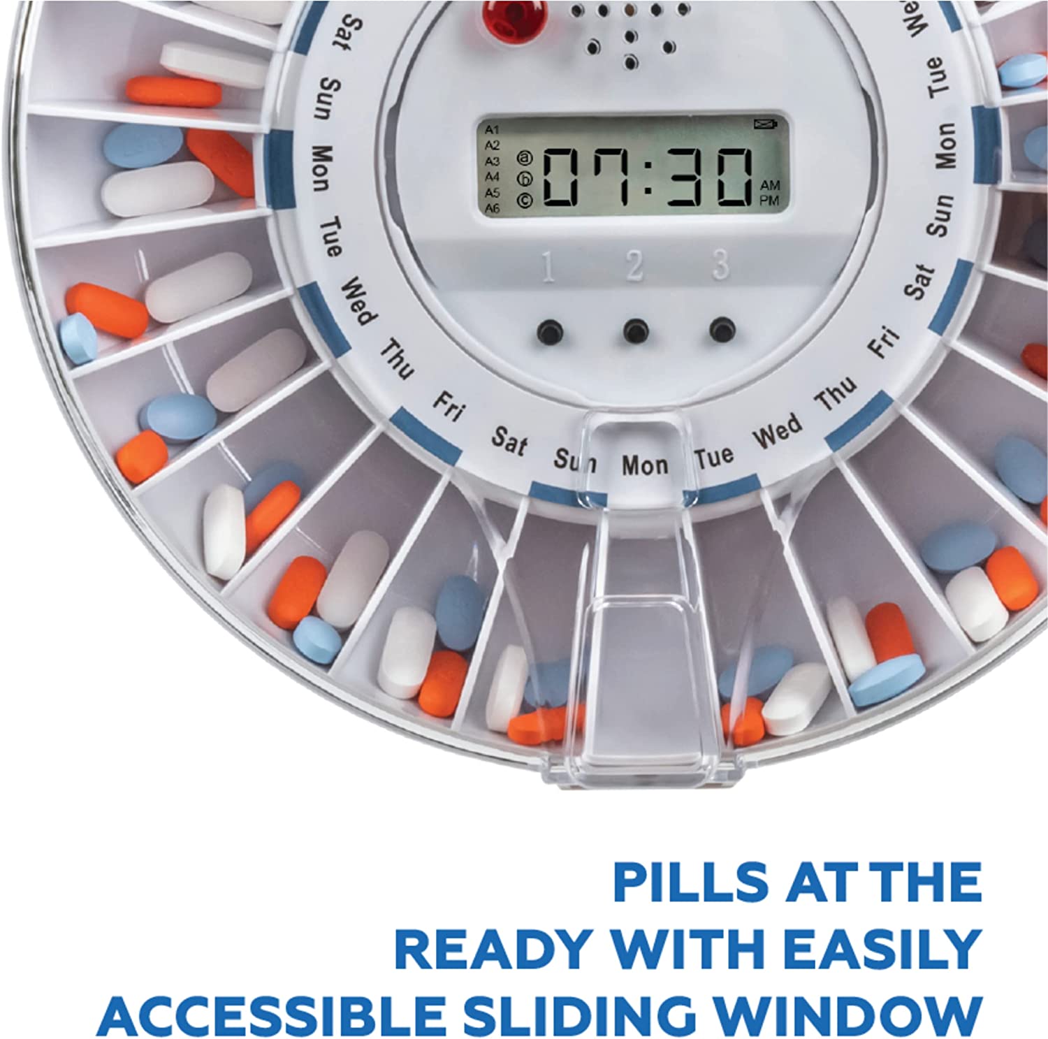 Med-E-Lert Medication Dispenser with Automatic Lock Box 28 Sealed Pill Compartments (Clear Lid)