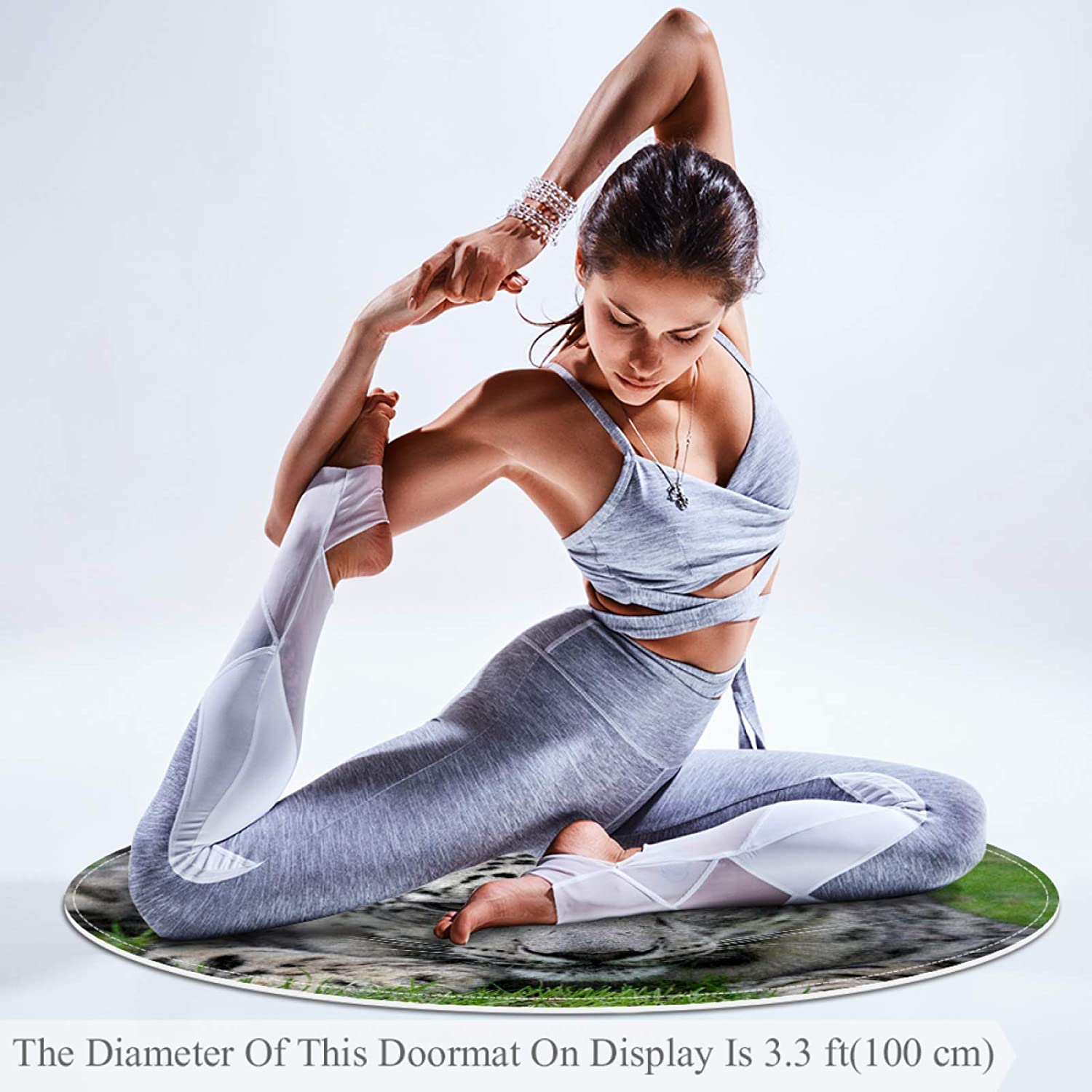 Leopard Grass Area Rug Soft Comfy Round Carpet Bathroom Living Room Non Slip pad for Room Decorate 3