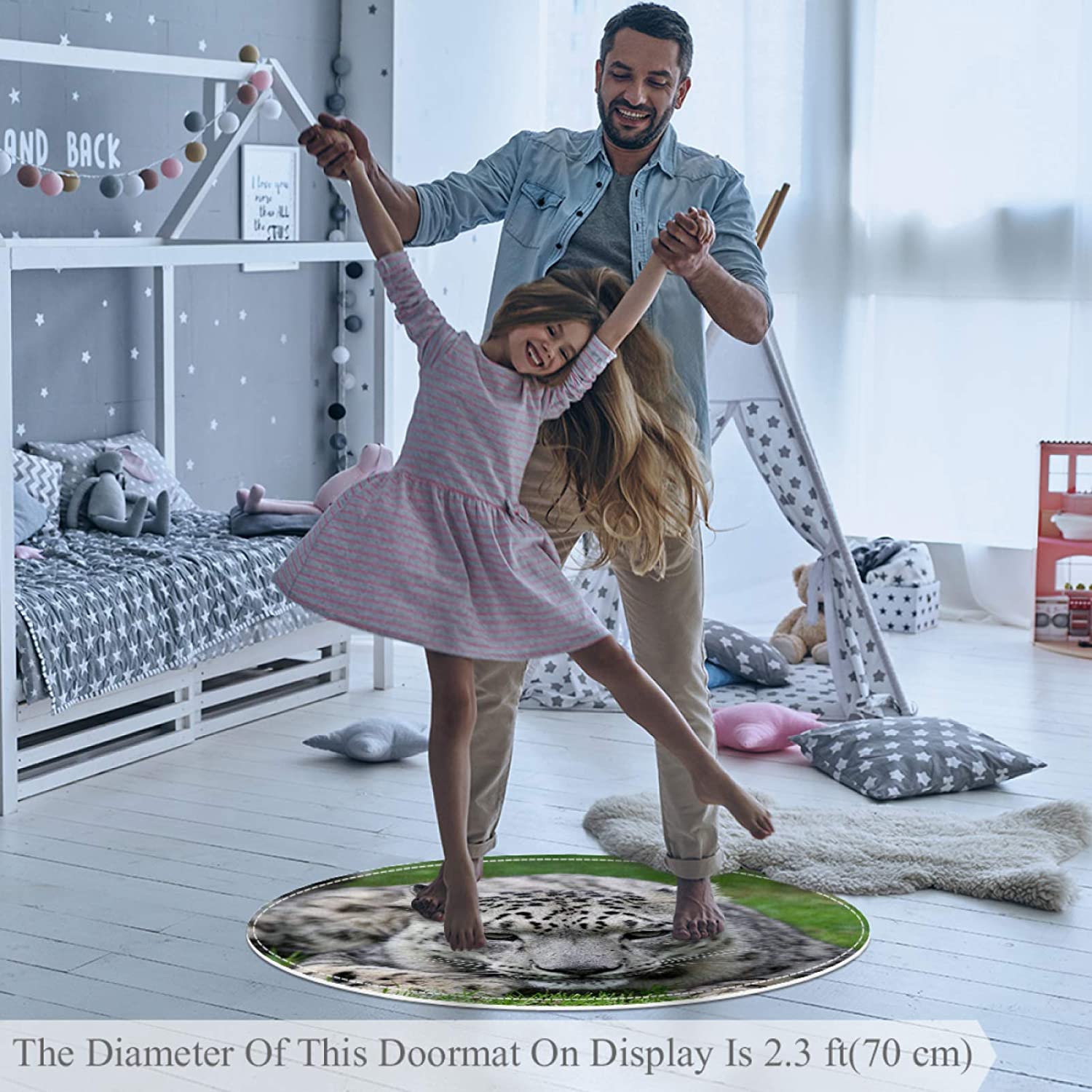 Leopard Grass Area Rug Soft Comfy Round Carpet Bathroom Living Room Non Slip pad for Room Decorate 3