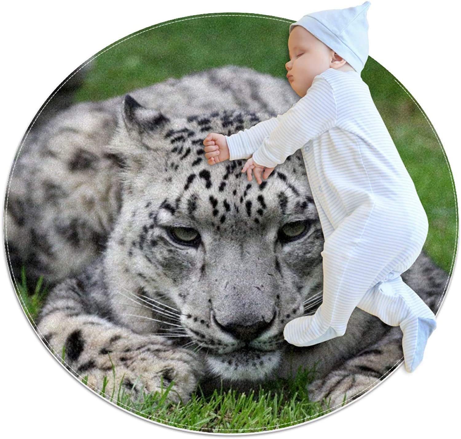 Leopard Grass Area Rug Soft Comfy Round Carpet Bathroom Living Room Non Slip pad for Room Decorate 3