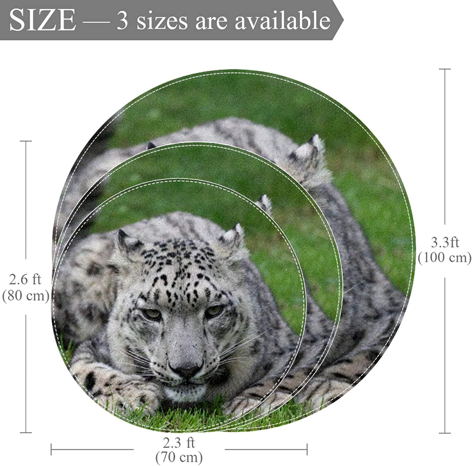 Leopard Grass Area Rug Soft Comfy Round Carpet Bathroom Living Room Non Slip pad for Room Decorate 3