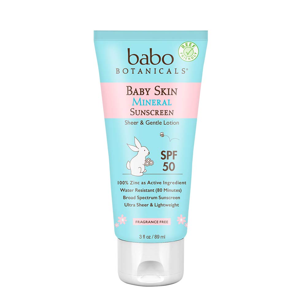 Babo Botanicals Baby Skin Mineral Sunscreen Lotion SPF 50 Broad Spectrum - with 100% Zinc Oxide Acti