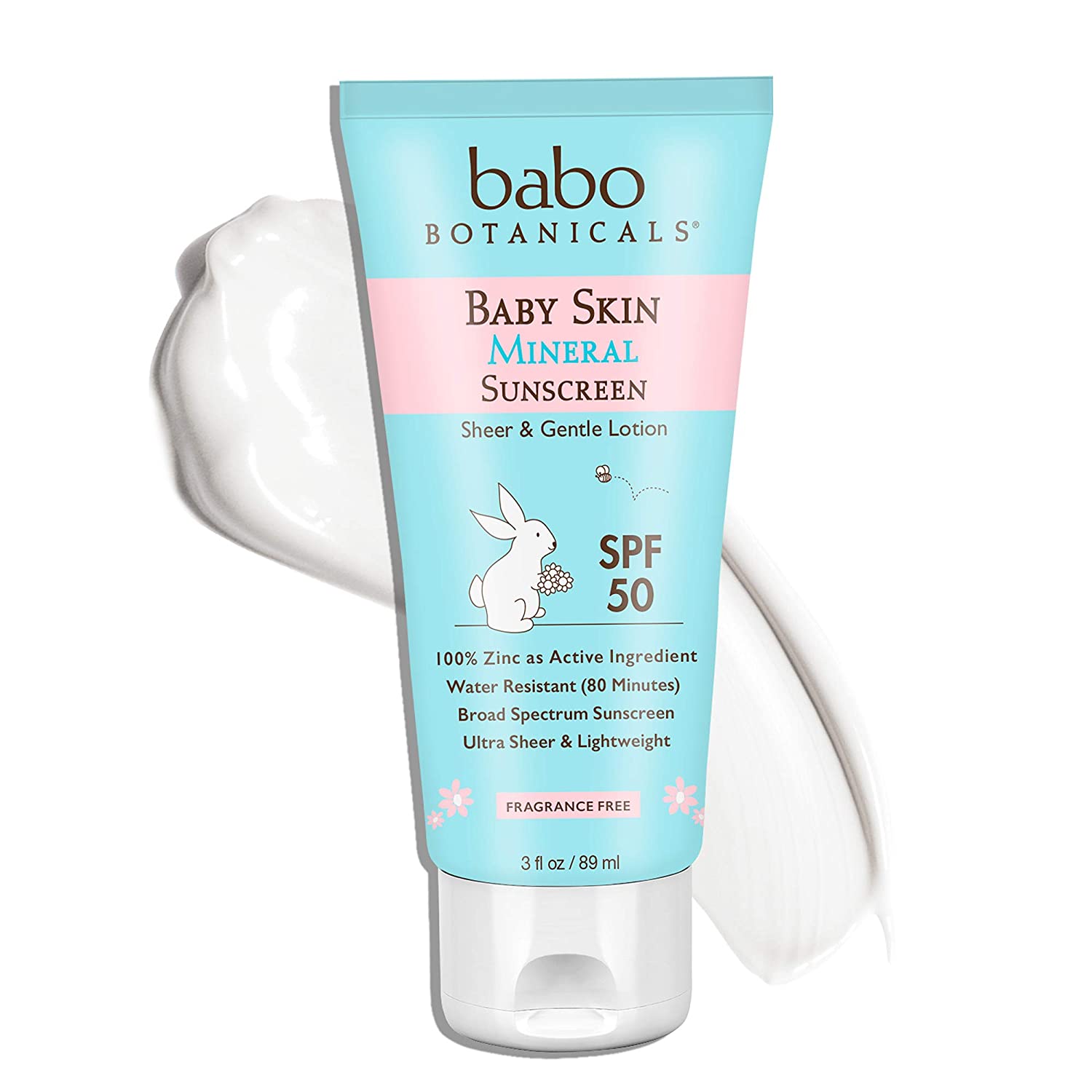 Babo Botanicals Baby Skin Mineral Sunscreen Lotion SPF 50 Broad Spectrum - with 100% Zinc Oxide Acti