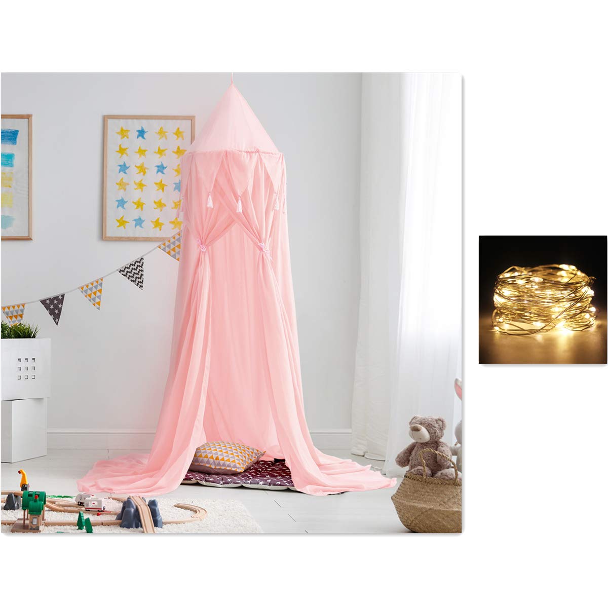 Bed Canopy for Children,Princess Bed Canopy Net for Baby Bed, Round Dome Kids Indoor Outdoor Castle
