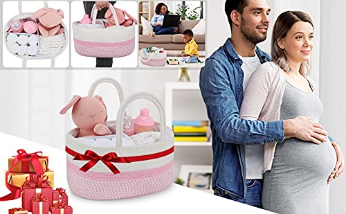 ABenkle Baby Diaper Caddy Organizer, Cotton Rope Nursery Storage Bin Basket for Changing Table and C