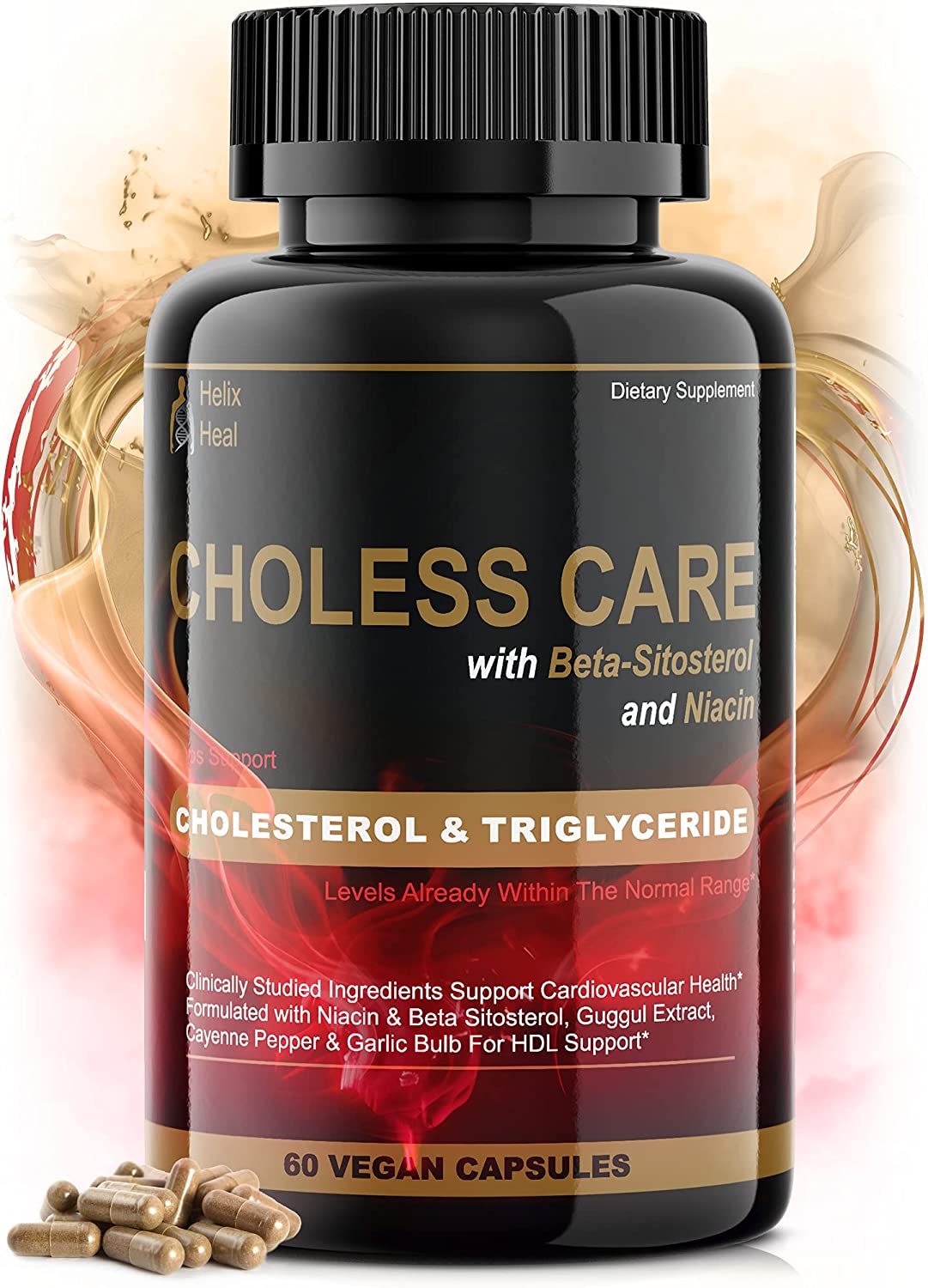 Lower Cholesterol Garlic Supplements Capsules - Organic & Odorless for Heart Health and Healthy HDL 