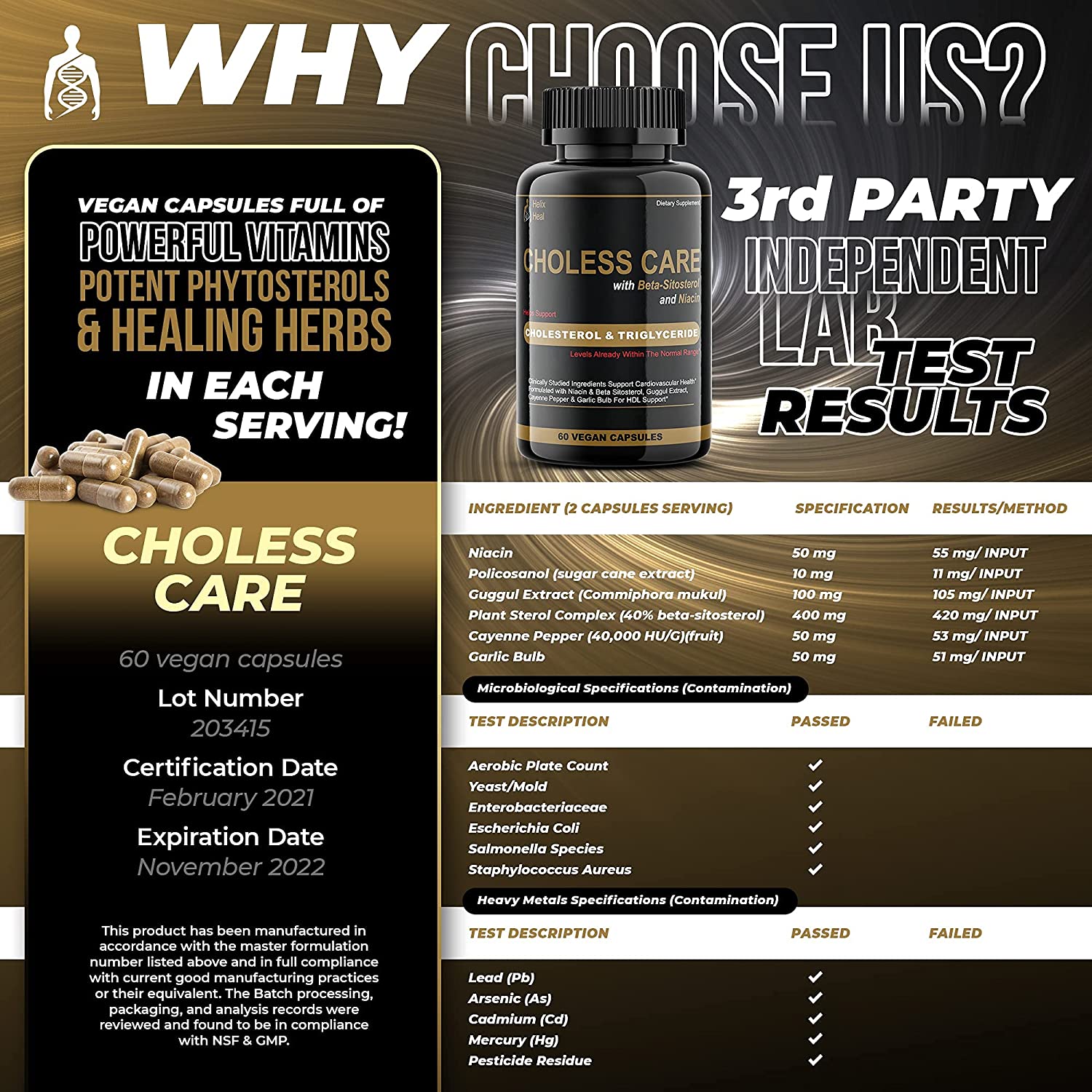 Lower Cholesterol Garlic Supplements Capsules - Organic & Odorless for Heart Health and Healthy HDL 