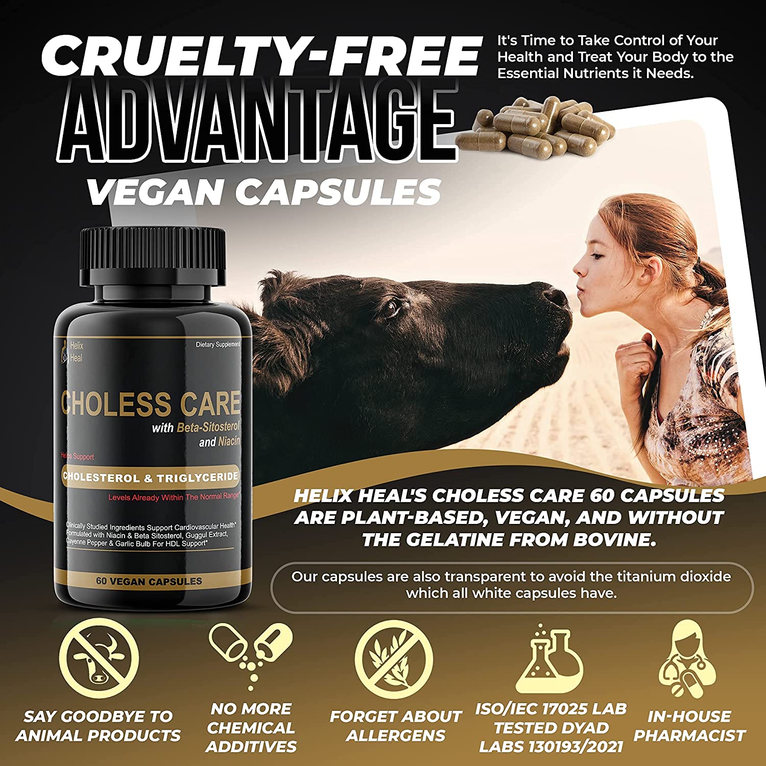 Lower Cholesterol Garlic Supplements Capsules - Organic & Odorless for Heart Health and Healthy HDL 