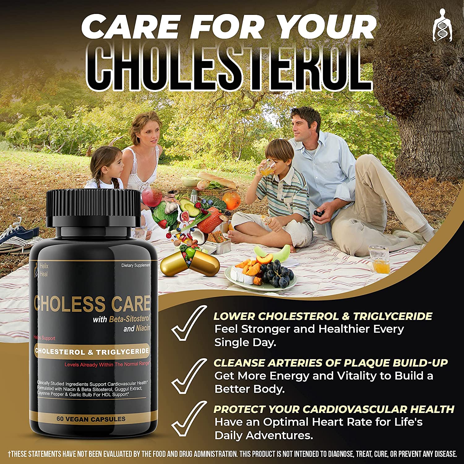 Lower Cholesterol Garlic Supplements Capsules - Organic & Odorless for Heart Health and Healthy HDL 