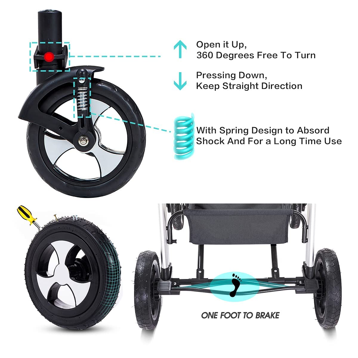 Blahoo Baby Stroller for Newborn, 2 in1 High Landscape Stroller, Foldable Aluminum Alloy Pushchair w