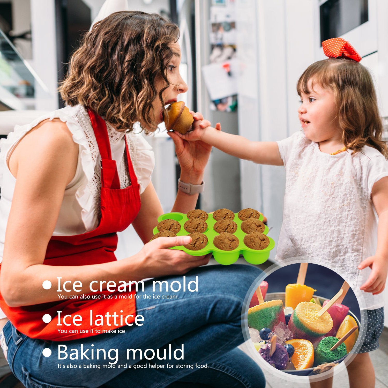 ZOUNICH Baby Food Storage Container 2 Packs, 10/12 Hole Silicone Baby Food Freezer Tray with Clip-on