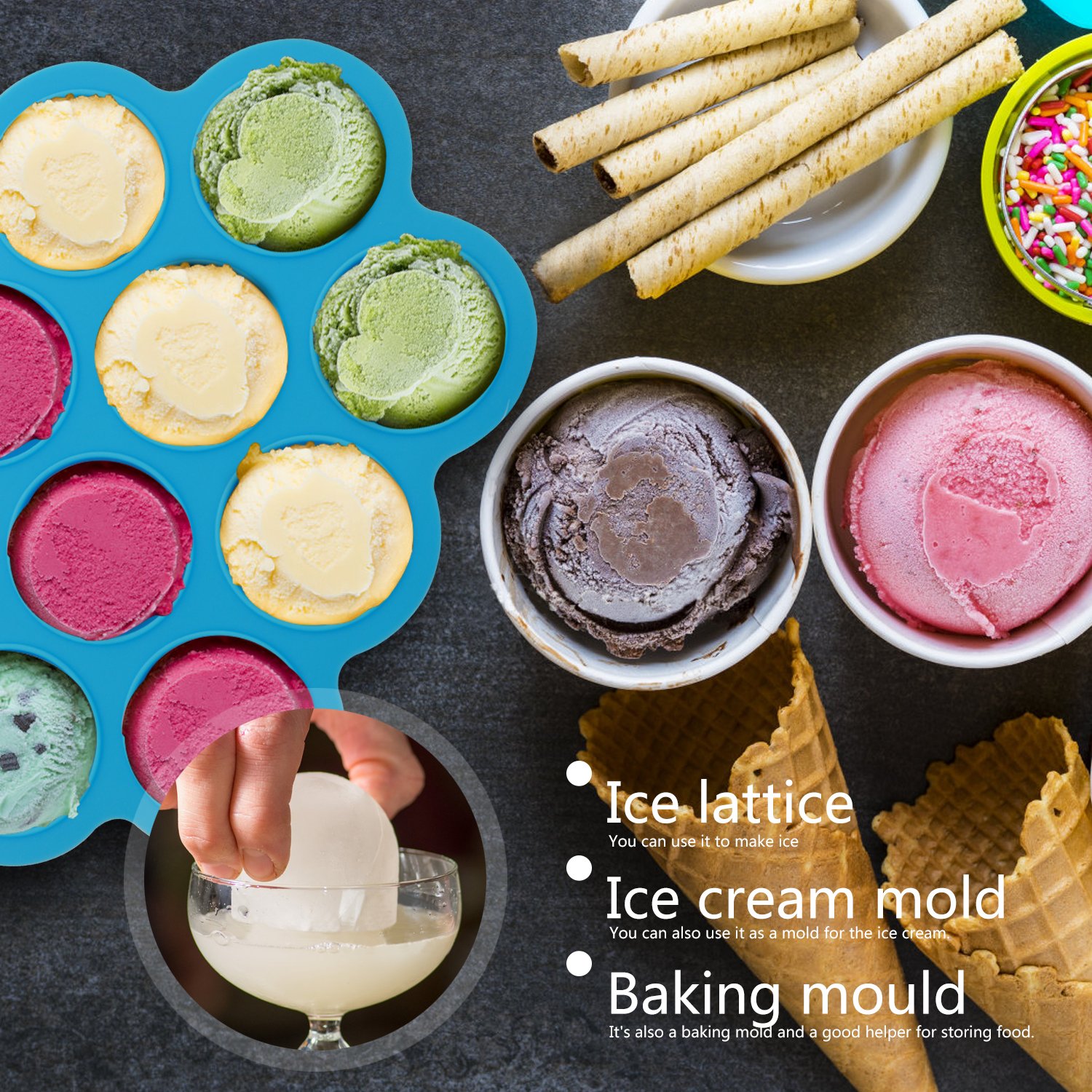 ZOUNICH Baby Food Storage Container 2 Packs, 10/12 Hole Silicone Baby Food Freezer Tray with Clip-on