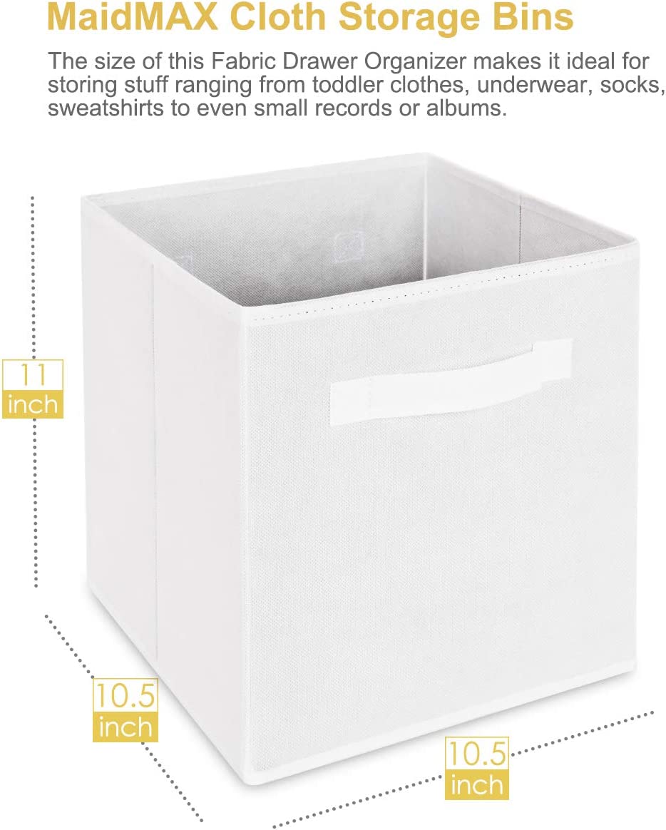 MaidMAX Cloth Storage Cubes Bins Baskets Containers with Dual Handles for Home Closet Nursery Drawer