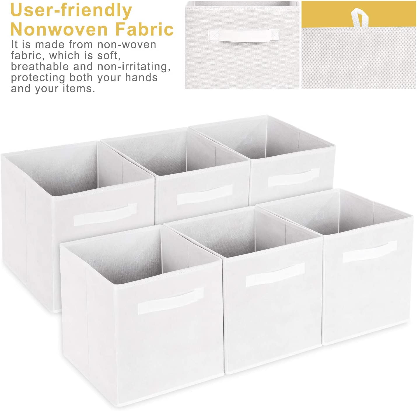 MaidMAX Cloth Storage Cubes Bins Baskets Containers with Dual Handles for Home Closet Nursery Drawer