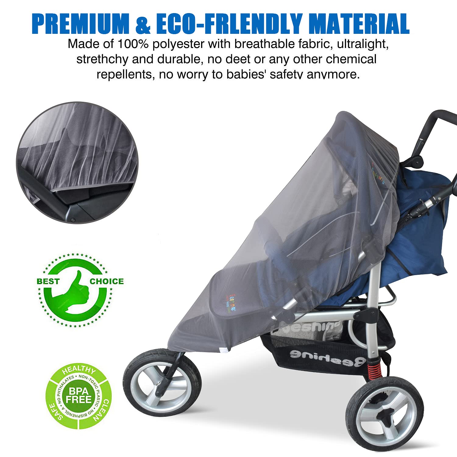 Mosquito Net for Stoller - Grey Sun Shade Protection Infant Stroller Mosquito Net and Car Seat - 2Pa