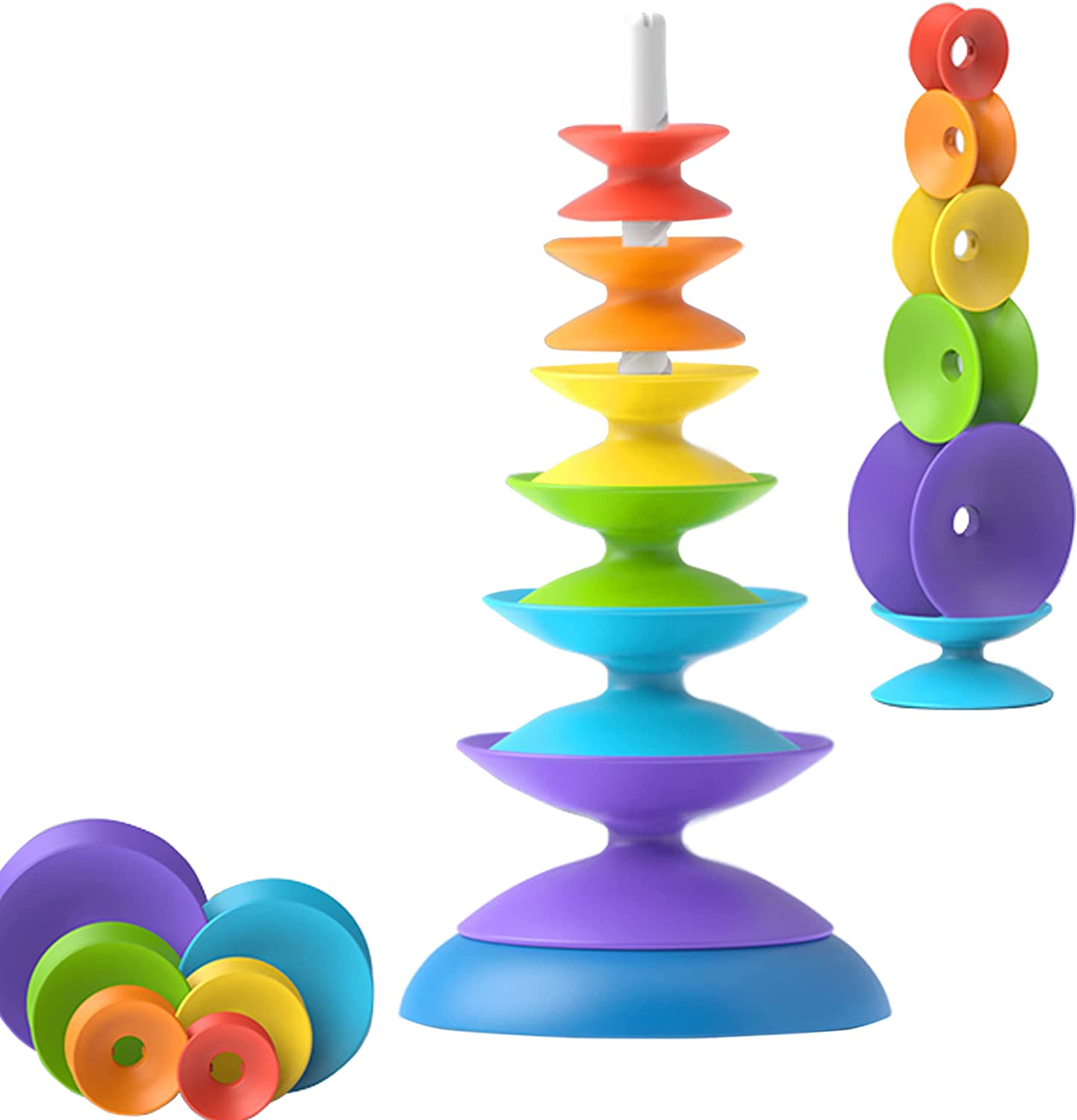 [VIPAMZ] Early Learning Stacking Toys for Kids, 7 pc. Set, Interactive Educational Stack Up and Spin