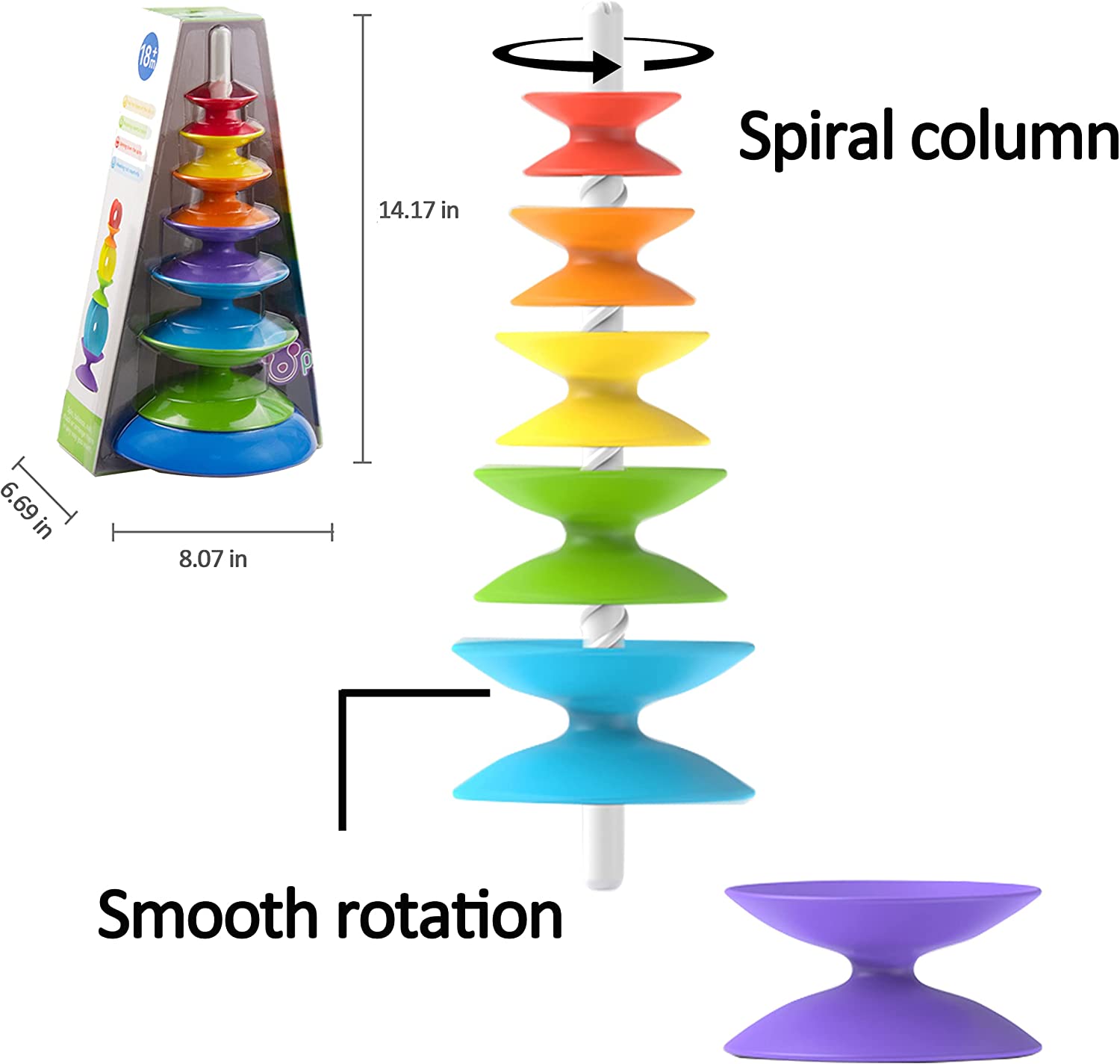 [VIPAMZ] Early Learning Stacking Toys for Kids, 7 pc. Set, Interactive Educational Stack Up and Spin