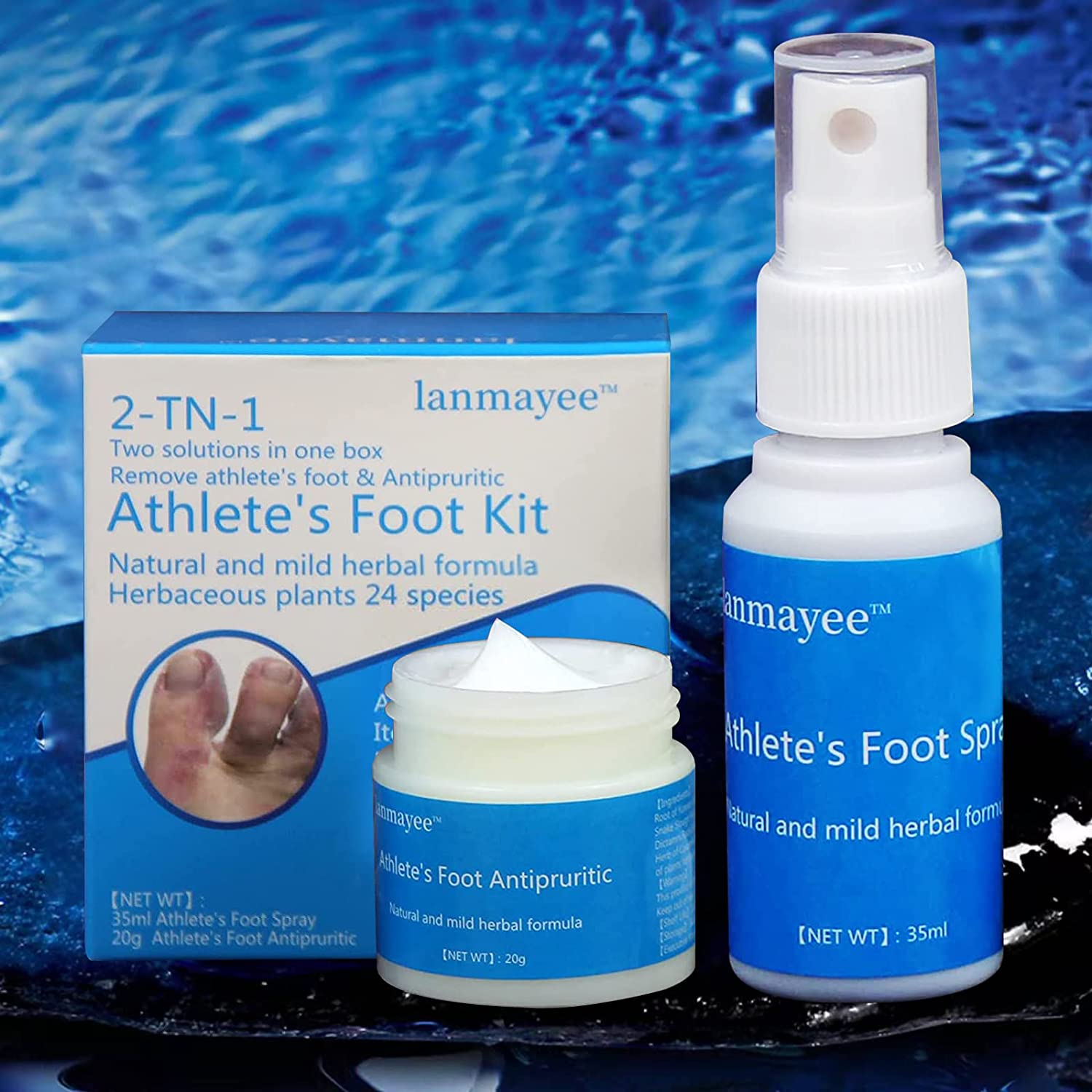 Lanmayee Atheletes Foot Treatment Kit,Athletes Foot Fungi Spray & Antipruritic.Inflamed, Burning,Sme