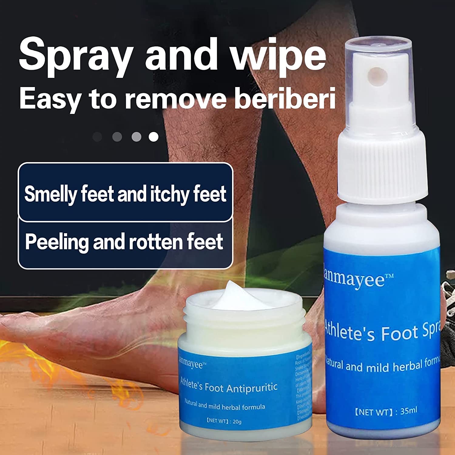 Lanmayee Atheletes Foot Treatment Kit,Athletes Foot Fungi Spray & Antipruritic.Inflamed, Burning,Sme