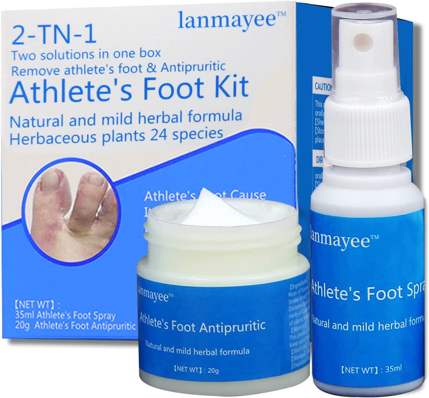Lanmayee Atheletes Foot Treatment Kit,Athletes Foot Fungi Spray & Antipruritic.Inflamed, Burning,Sme