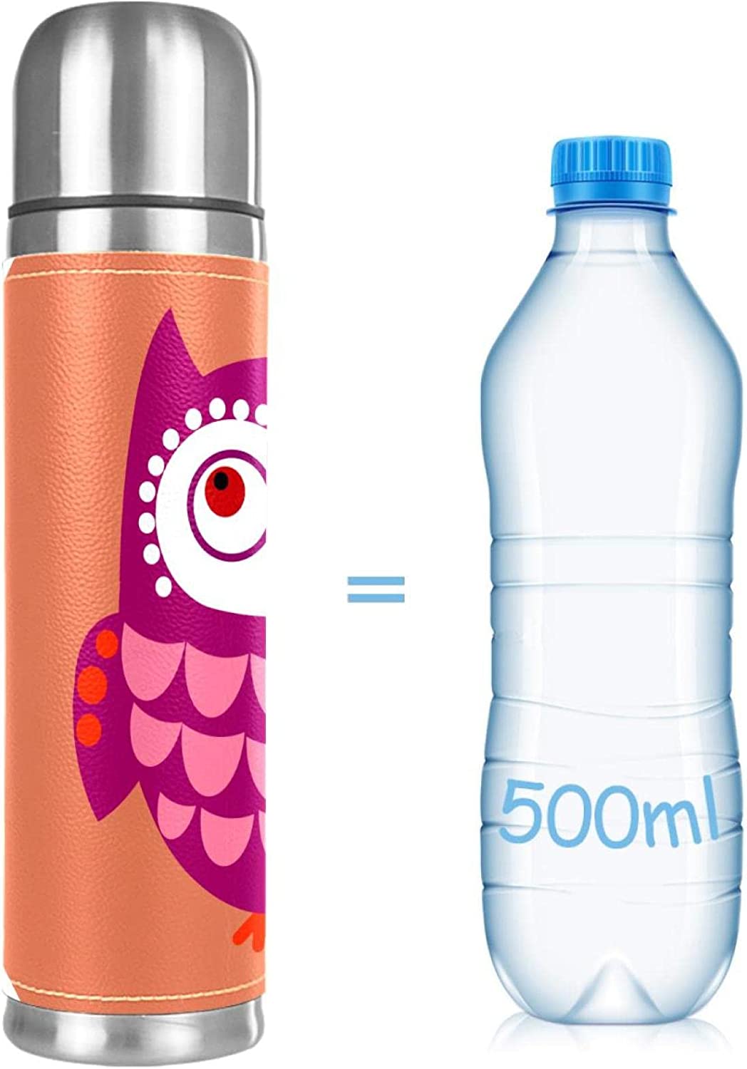 Cute Owl Sports Travel Leak Proof Water Cup Stainless Steel Vacuum Mug