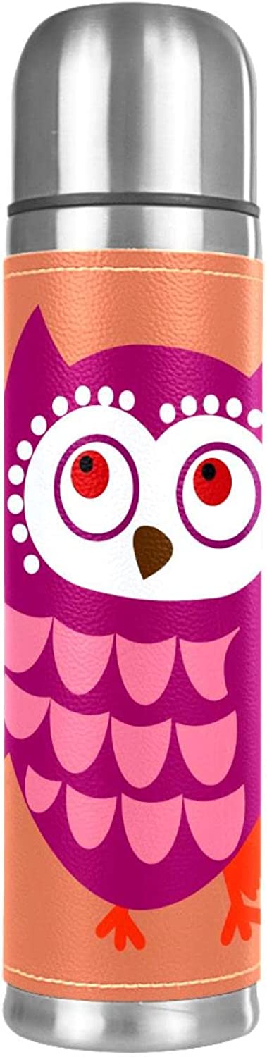Cute Owl Sports Travel Leak Proof Water Cup Stainless Steel Vacuum Mug