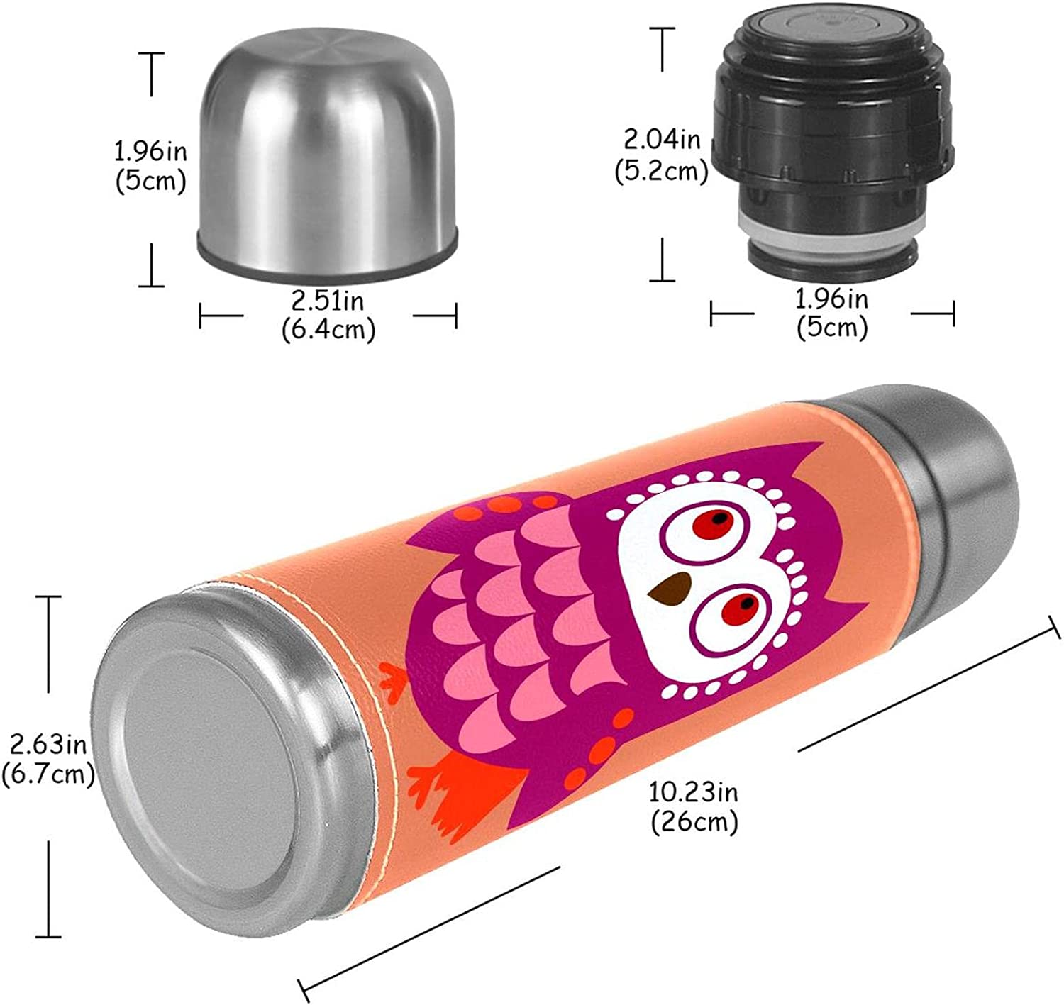 Cute Owl Sports Travel Leak Proof Water Cup Stainless Steel Vacuum Mug