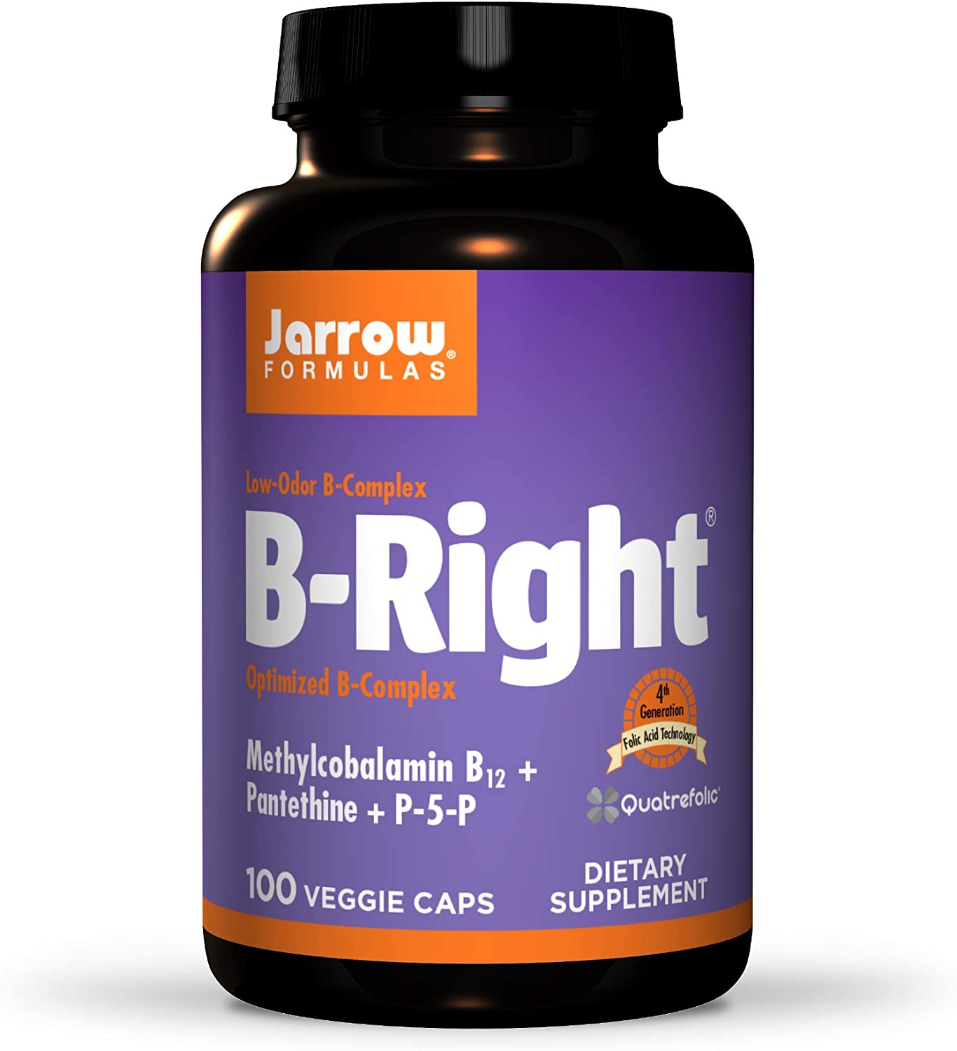Jarrow Formulas B-Right - 100 Veggie Caps - Low-Odor Vitamin B-Complex Formula - Energy & Metabolism