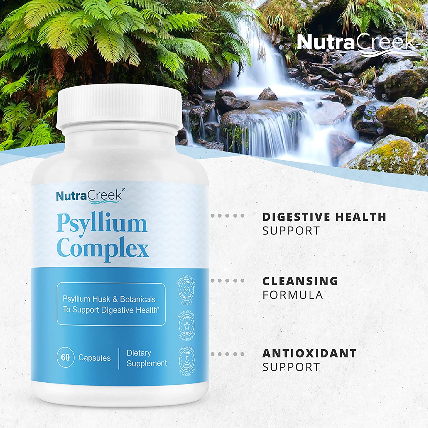 NutraCreek Psyllium Complex | 11-Ingredient Psyllium Husk Capsules with Psyllium Powder, Slippery El