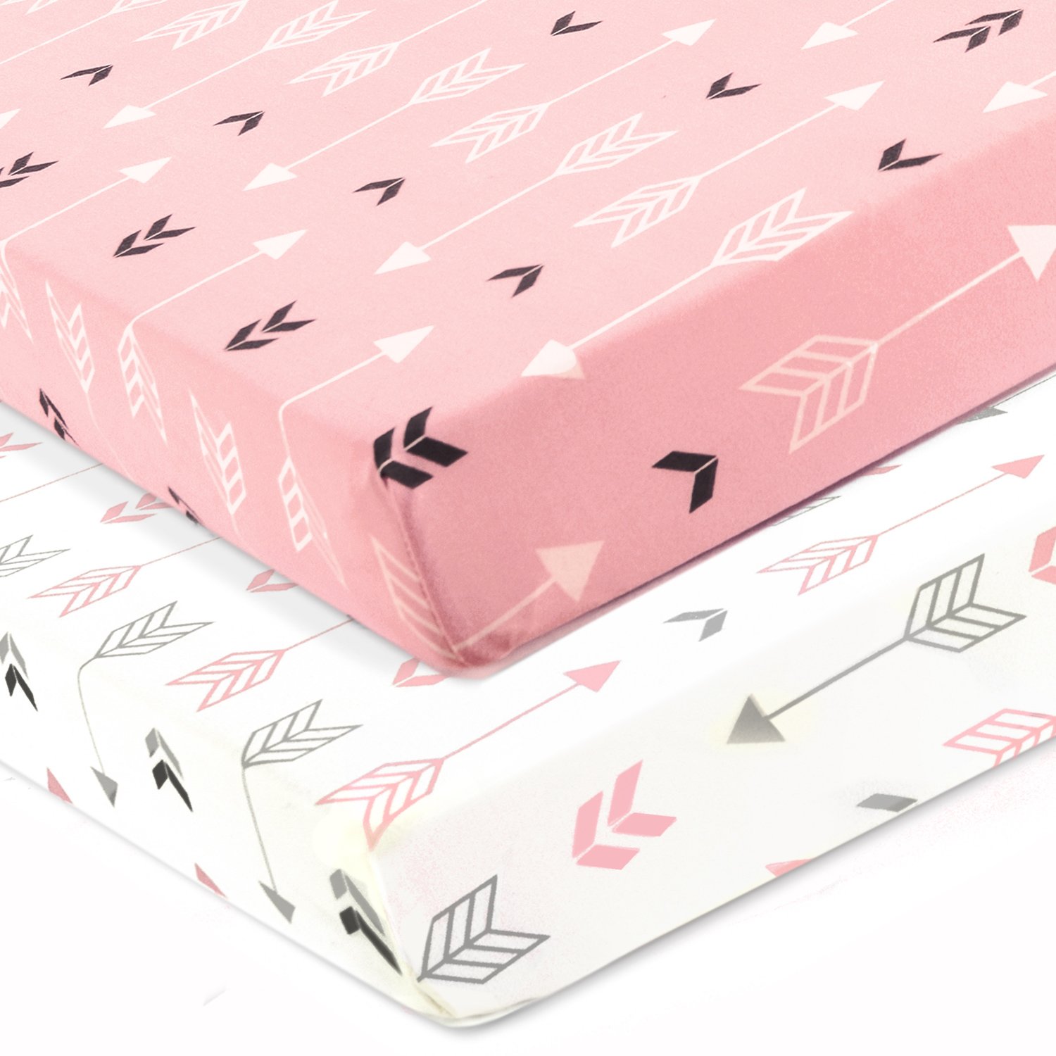 Stretchy Fitted Crib Sheets Set-Brolex 2 Pack Portable Crib Mattress Topper for Baby Girls Boys,Ultr