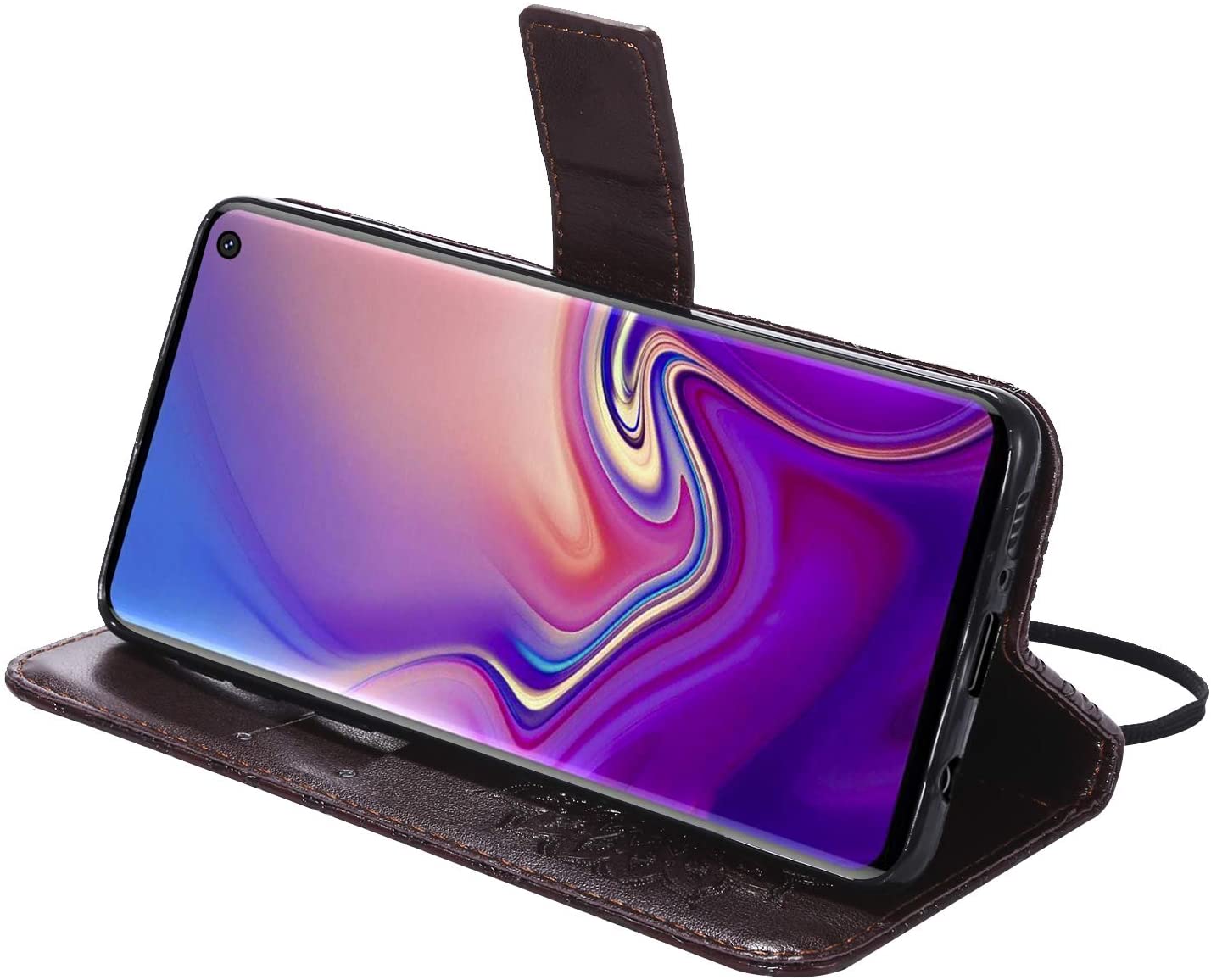 Cfrau Kickstand Wallet Case with Black Stylus for Samsung Galaxy S10,Retro Mandala Sunflower PU Leat