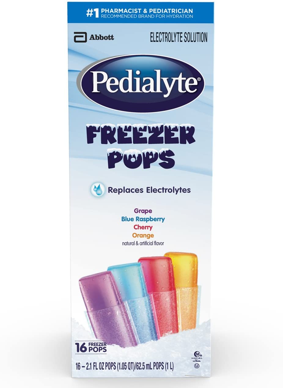 Pedialyte Electrolyte Solution Freezer Pops, Variety Pack, 64 Count