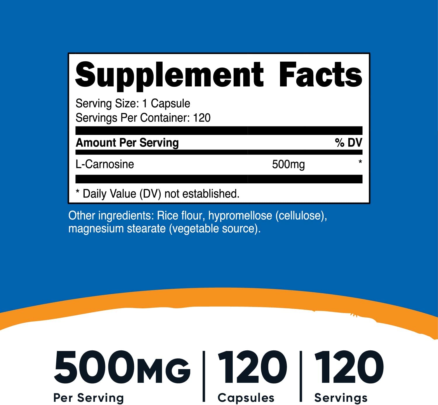 Nutricost L-Carnosine 500mg, 120 Capsules - Gluten Free, Non-GMO, Veg Capsules, Vegetarian Friendly