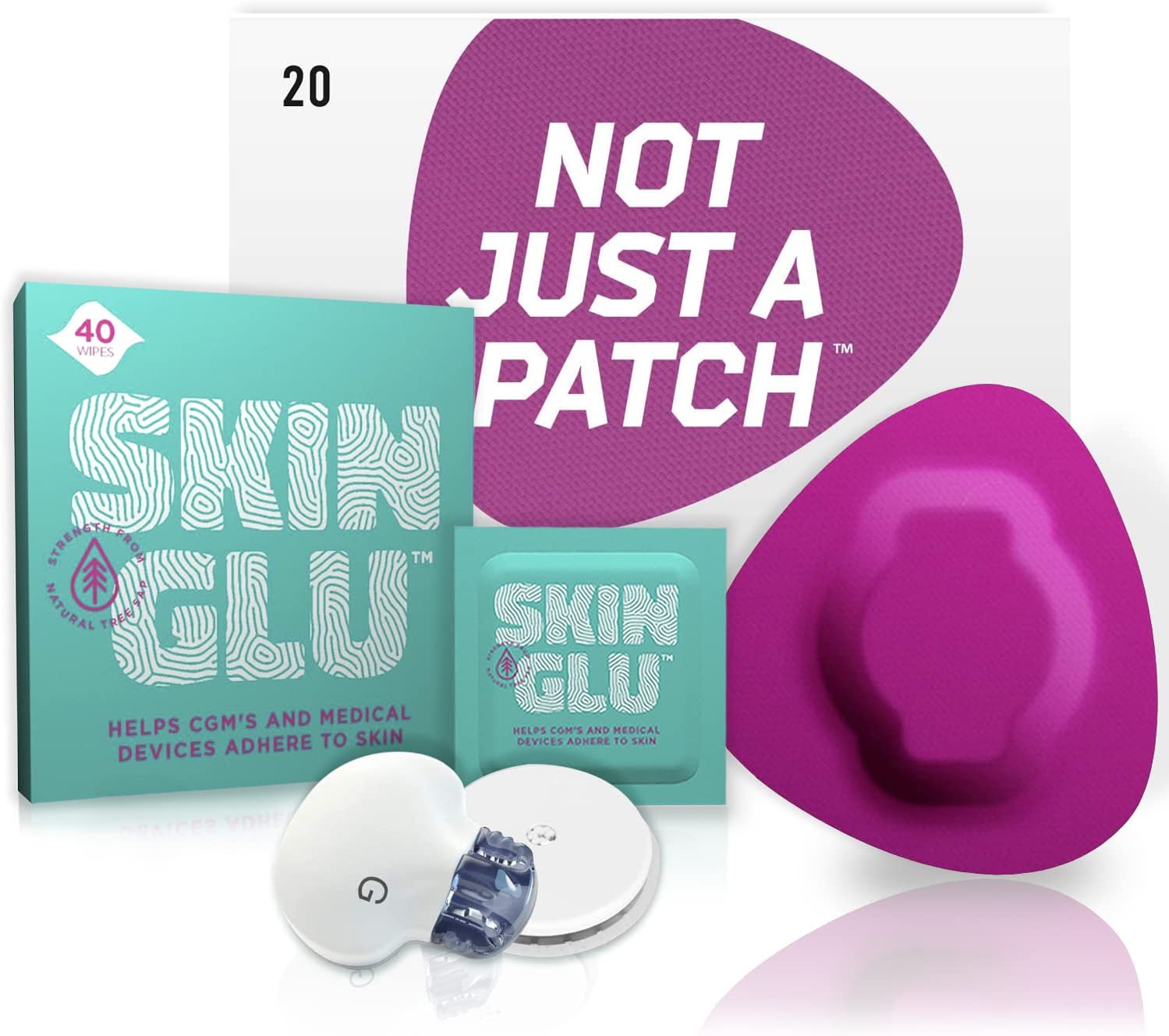 Not Just a Patch & Skin Glu Combo Pack, Adhesive Patches for CGM and Infusion Site, Compatible with