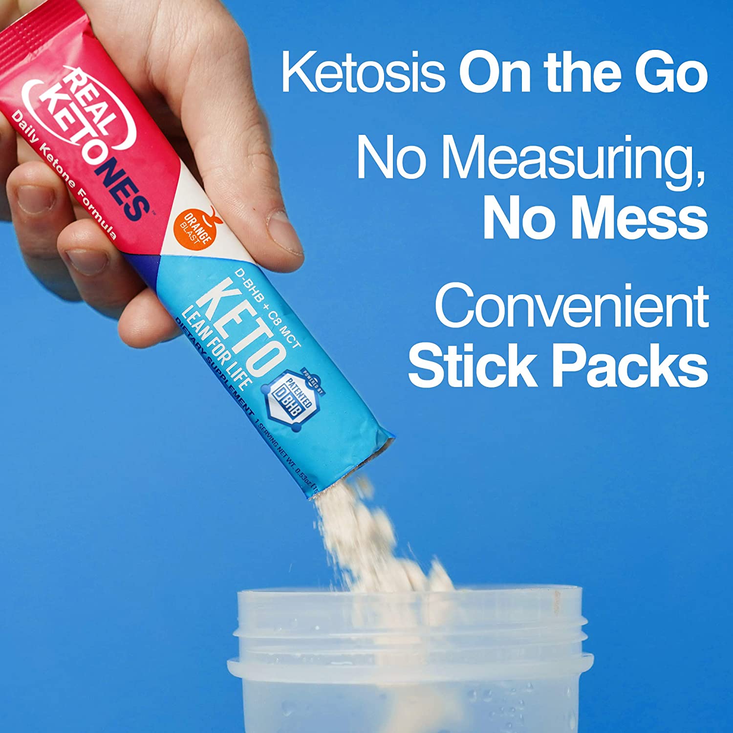 Real Ketones Prime D - Exogenous Keto D BHB + MCT + Electrolytes, Drink Mix Powder, 30 Packets, Oran