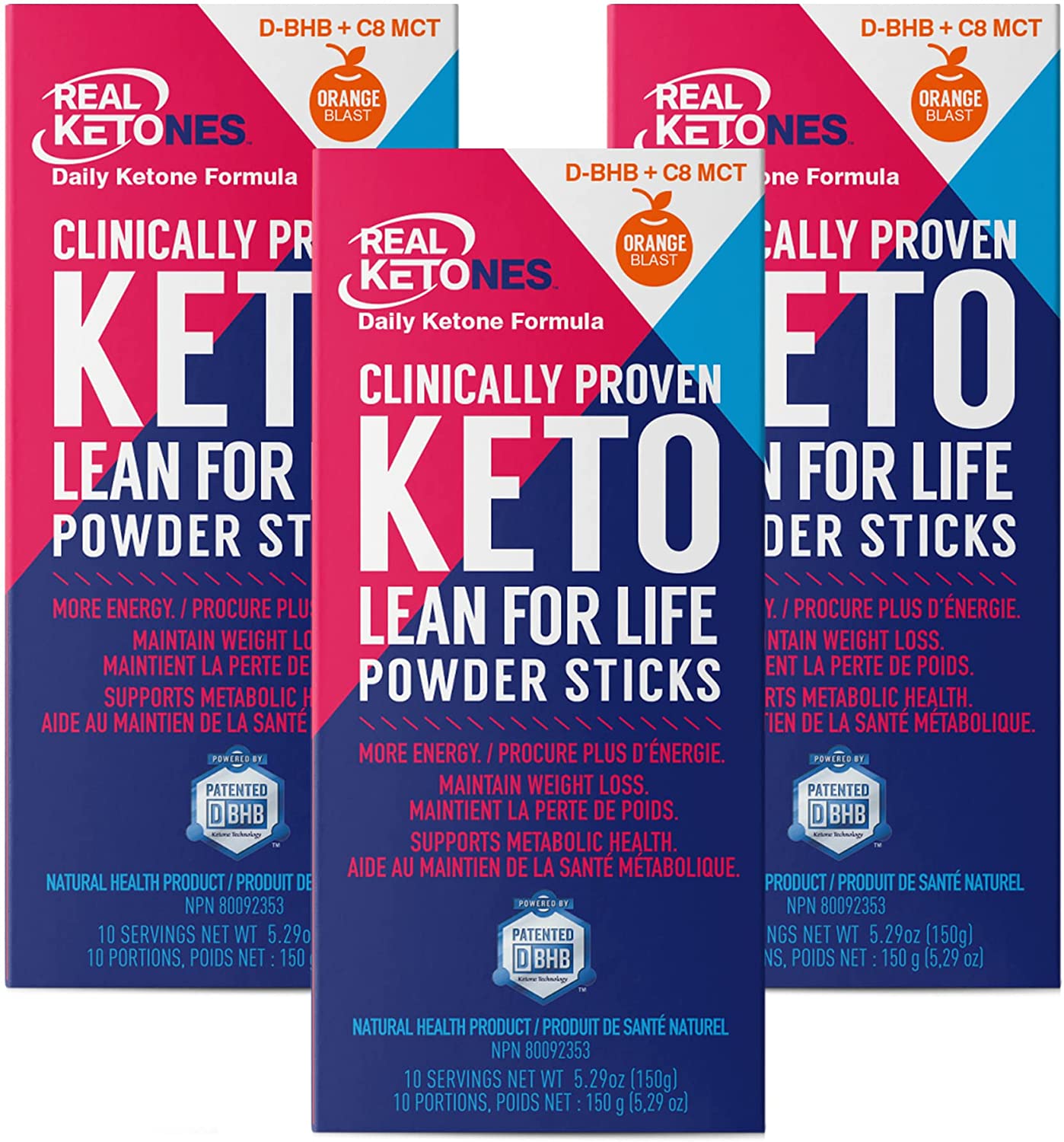 Real Ketones Prime D - Exogenous Keto D BHB + MCT + Electrolytes, Drink Mix Powder, 30 Packets, Oran